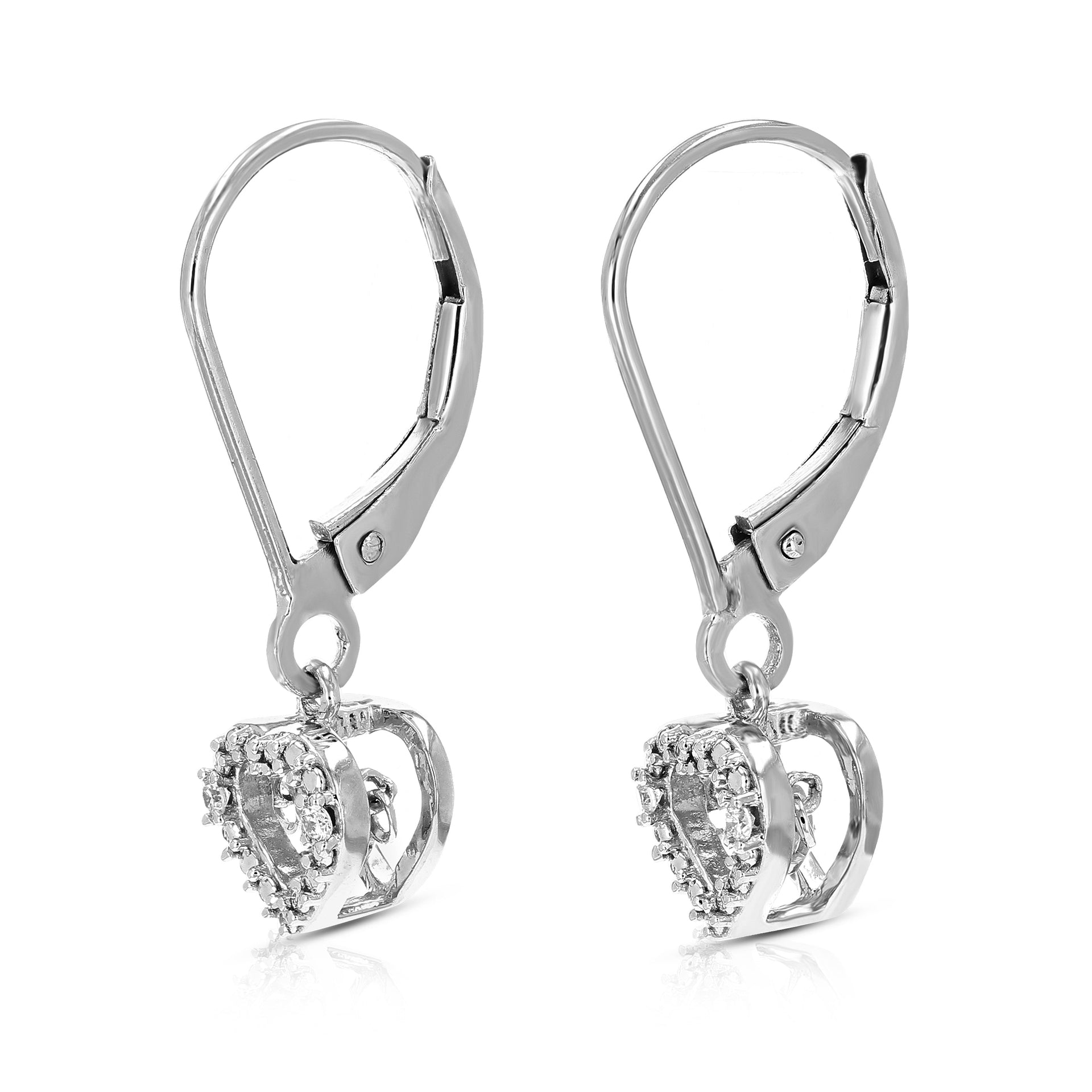 1/8 cttw 6 Stones Round Lab Grown Diamond Dangle Earrings .925 Sterling Silver Prong Set, 2/5 Inch