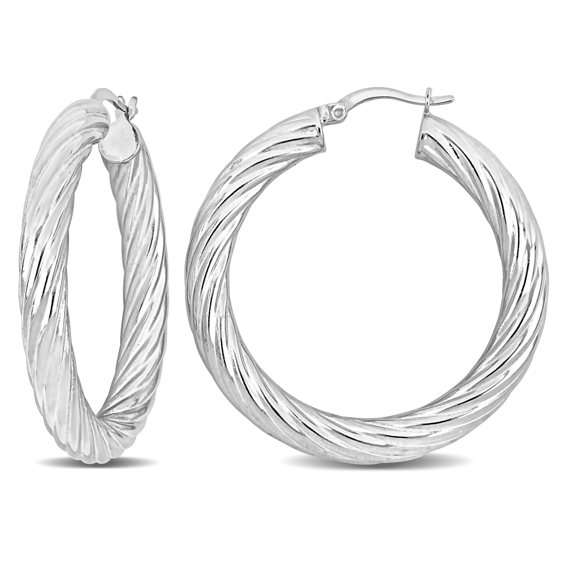 Mimi & Max 40x5mm Twist Hoop Earrings in Sterling Silver