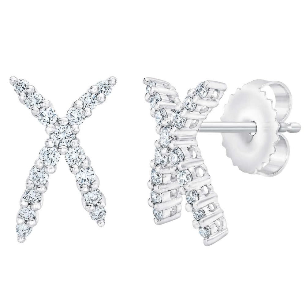1/2 ct T.W. Diamond Fashion Women's X Shape Lab Grown Earrings 10k Gold Studs