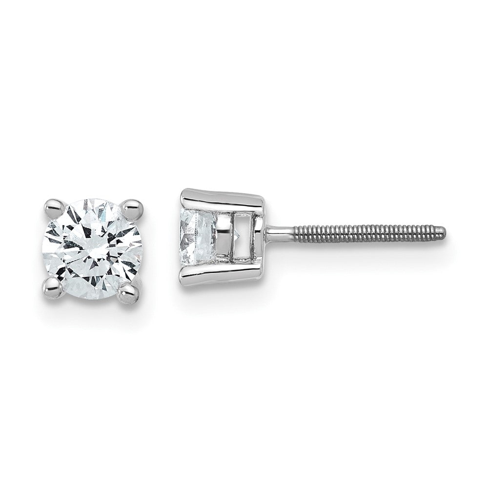 14k White Gold 3/4 CT Round Lab Grown Diamond Stud Earrings Screw Back VS Clarity D-E Color