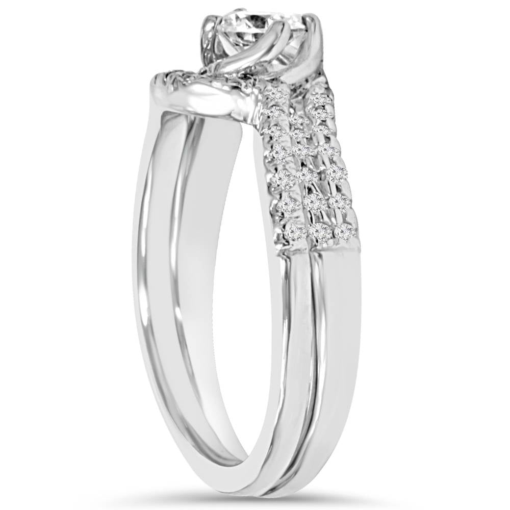 1ct Diamond Engagement Ring Set 14K White Gold