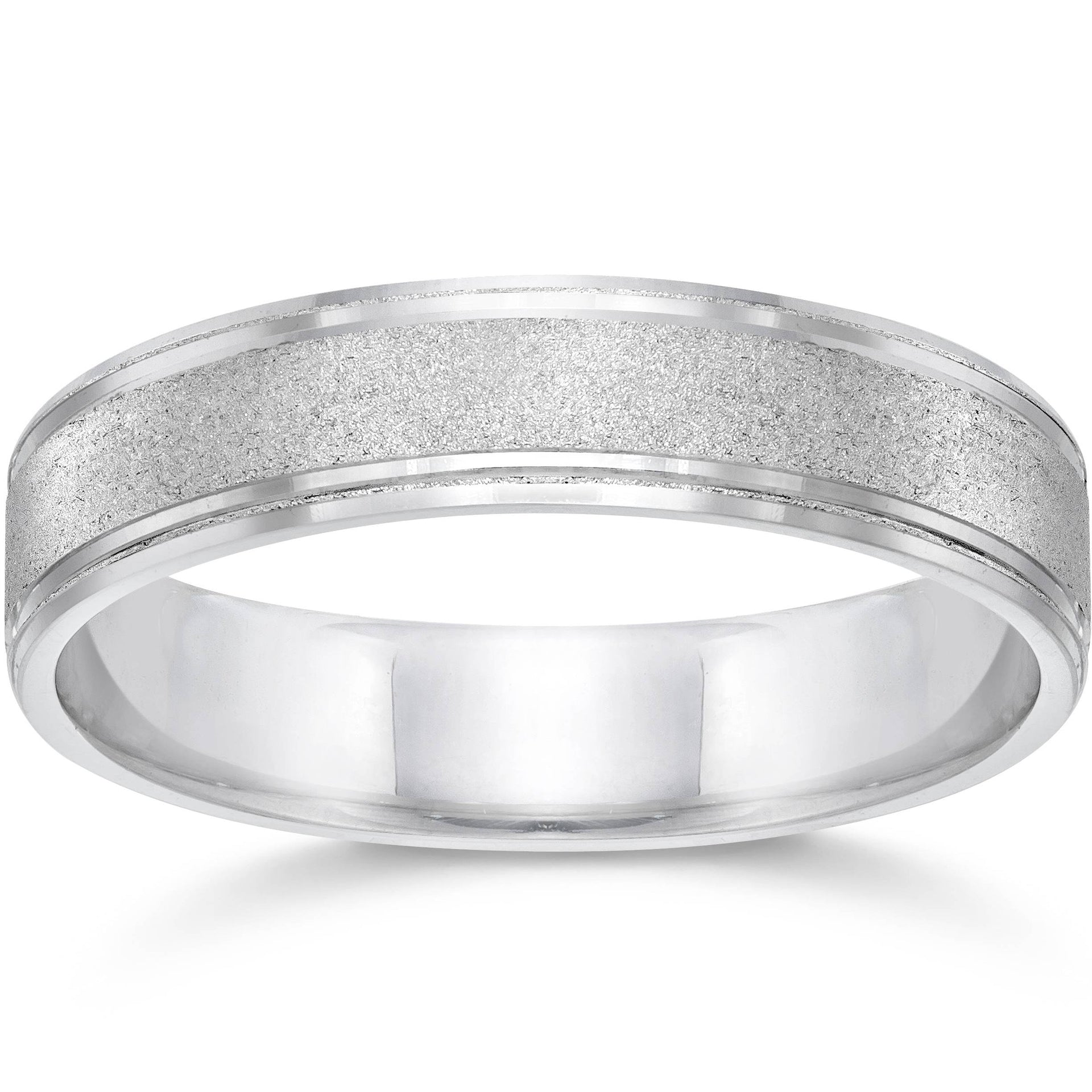 Brushed Wedding Band 5mm 10K White Gold Size Selectable