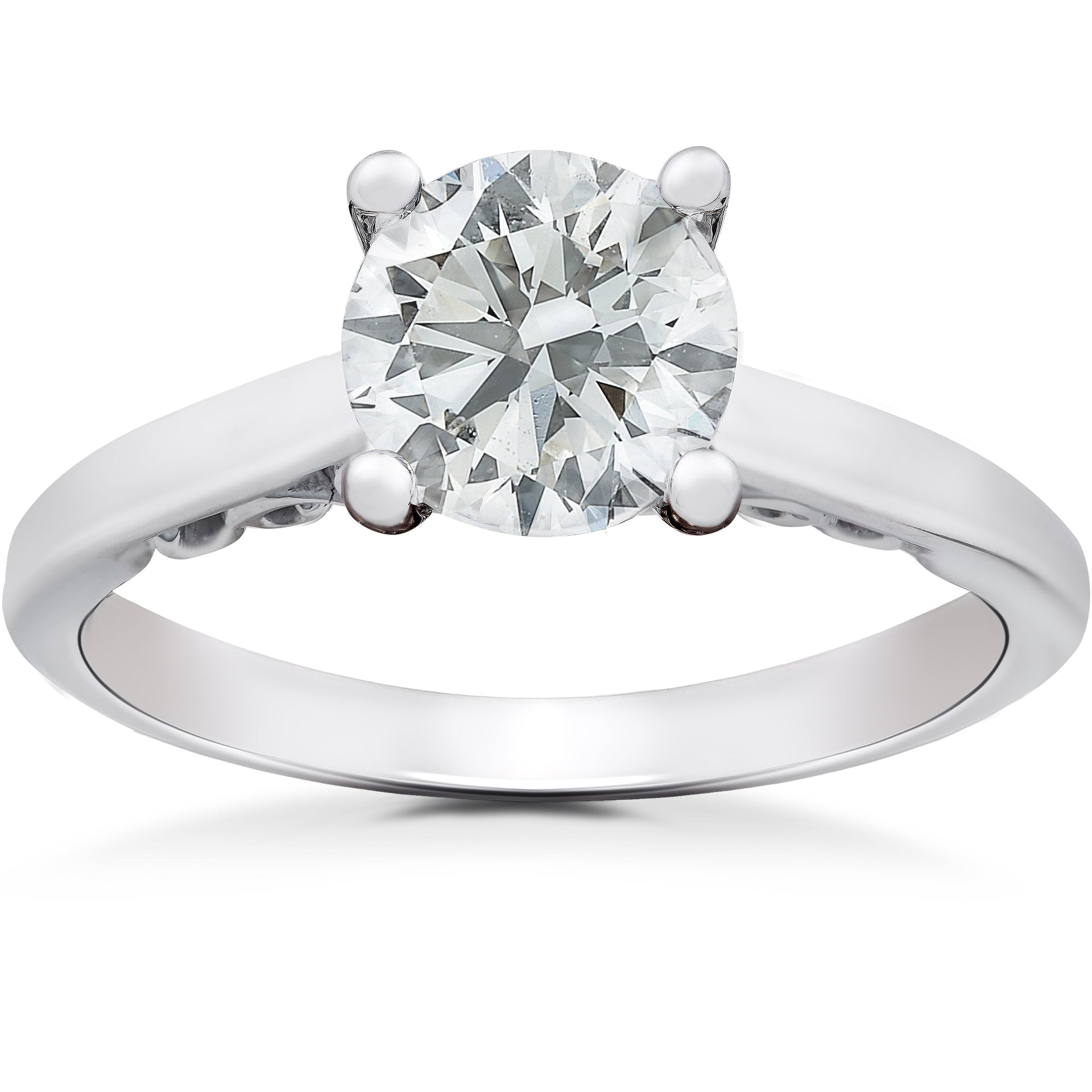 1 ct Diamond Round Brilliant Solitaire Accent Engagement Ring 14k White Gold
