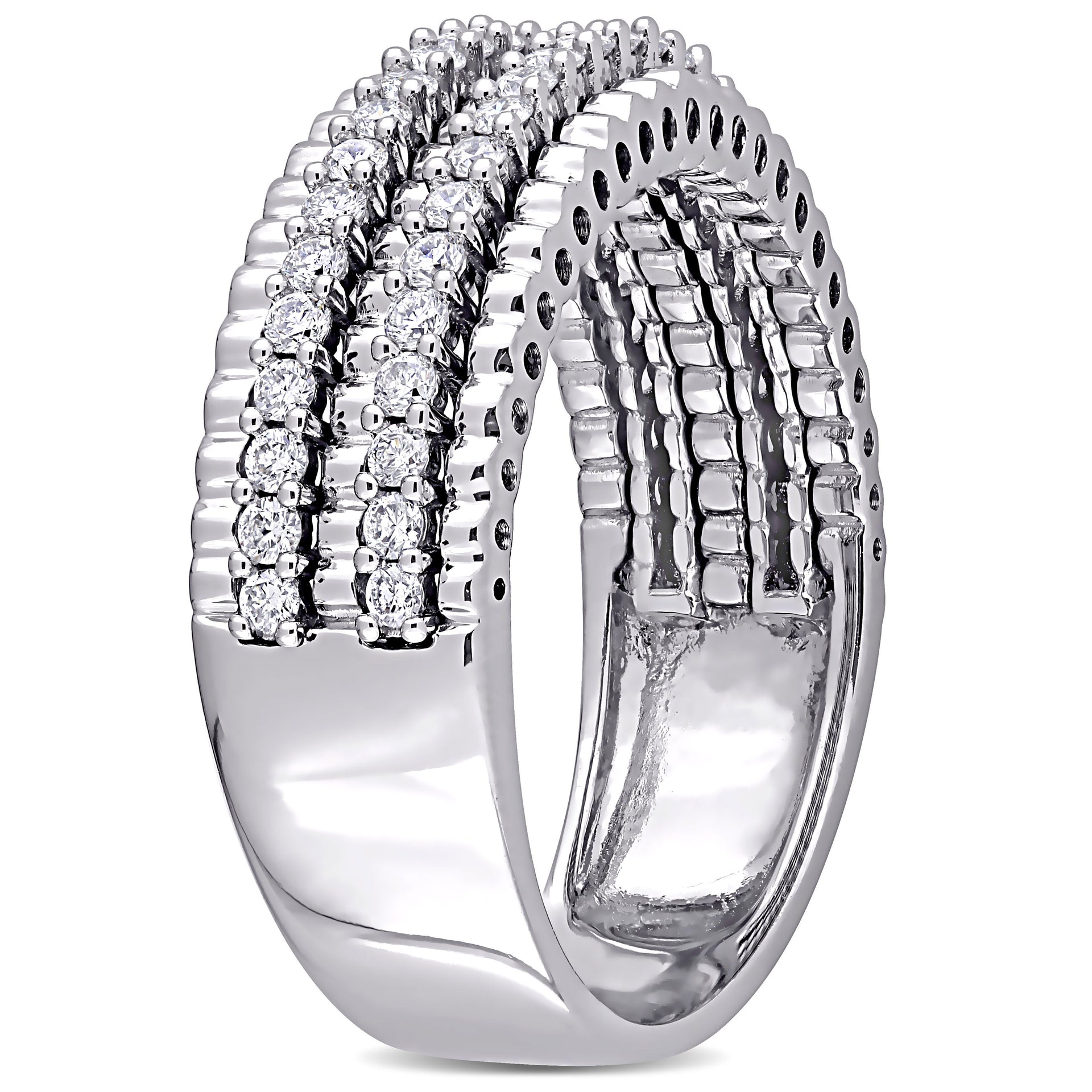 Mimi & Max 1/2ct TW Diamond Double Row Eternity Ring 14k White Gold