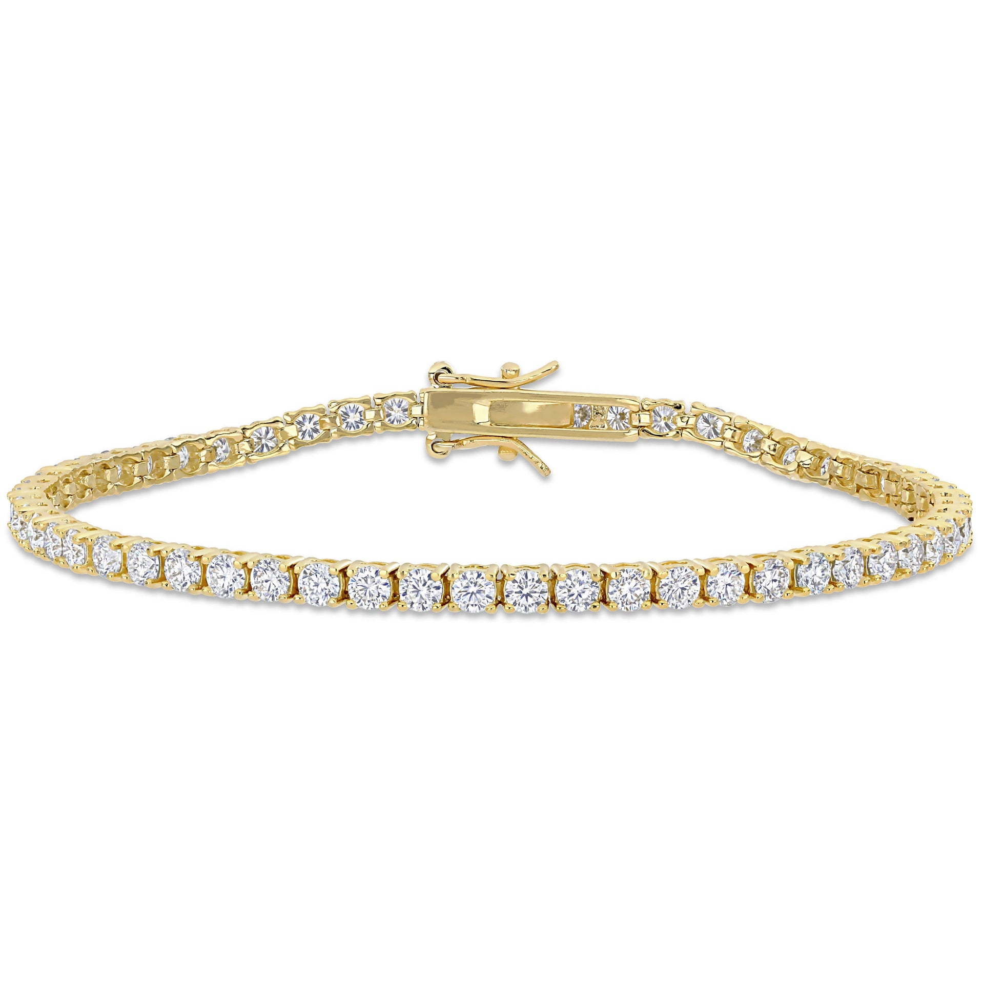 5 1/10 CT DEW Created Moissanite Tennis Bracelet in Yellow Gold Plated Sterling Silver
