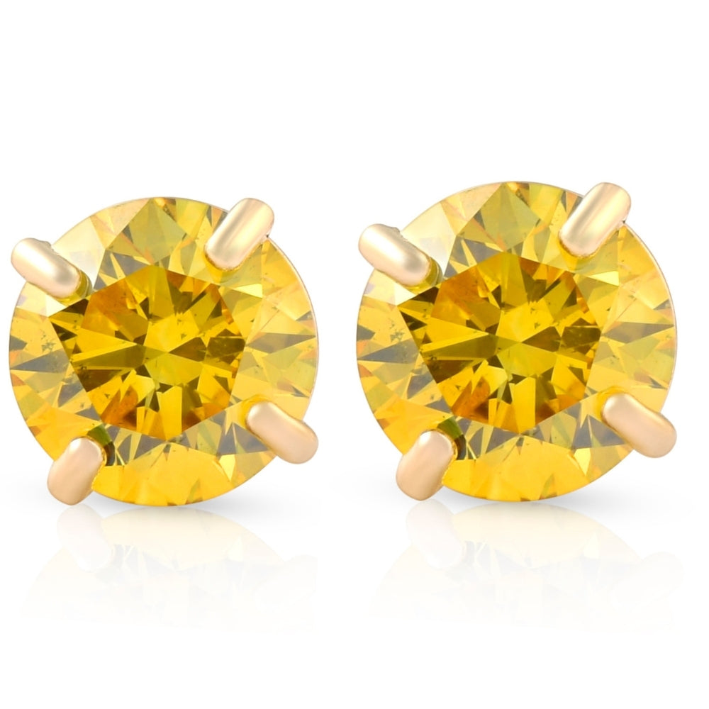 1/2 CT Fancy Yellow Diamond Studs 14K Yellow Gold Screw Back Lab Grown Earrings