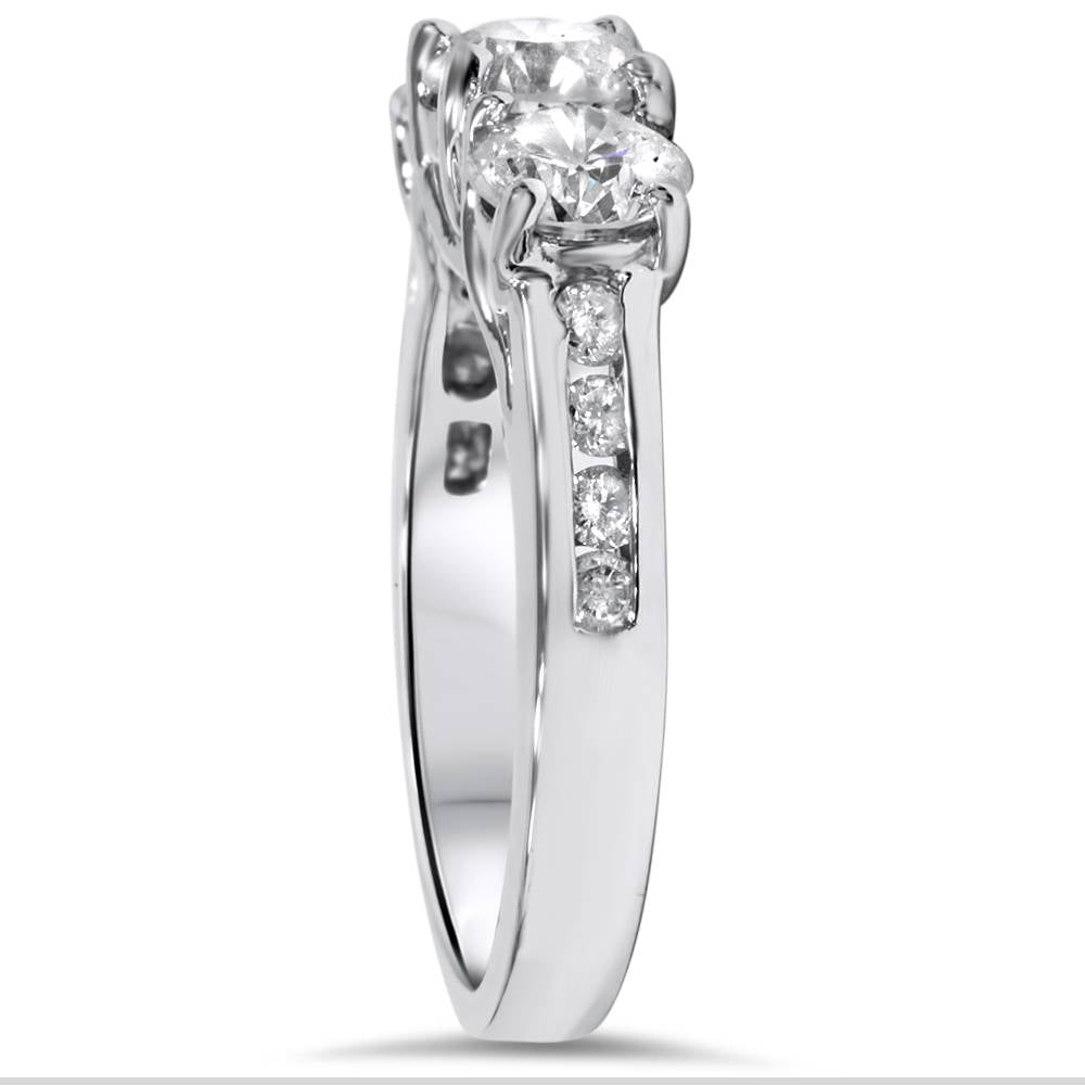 2 CT Diamond Three Stone Ring 14K White Gold