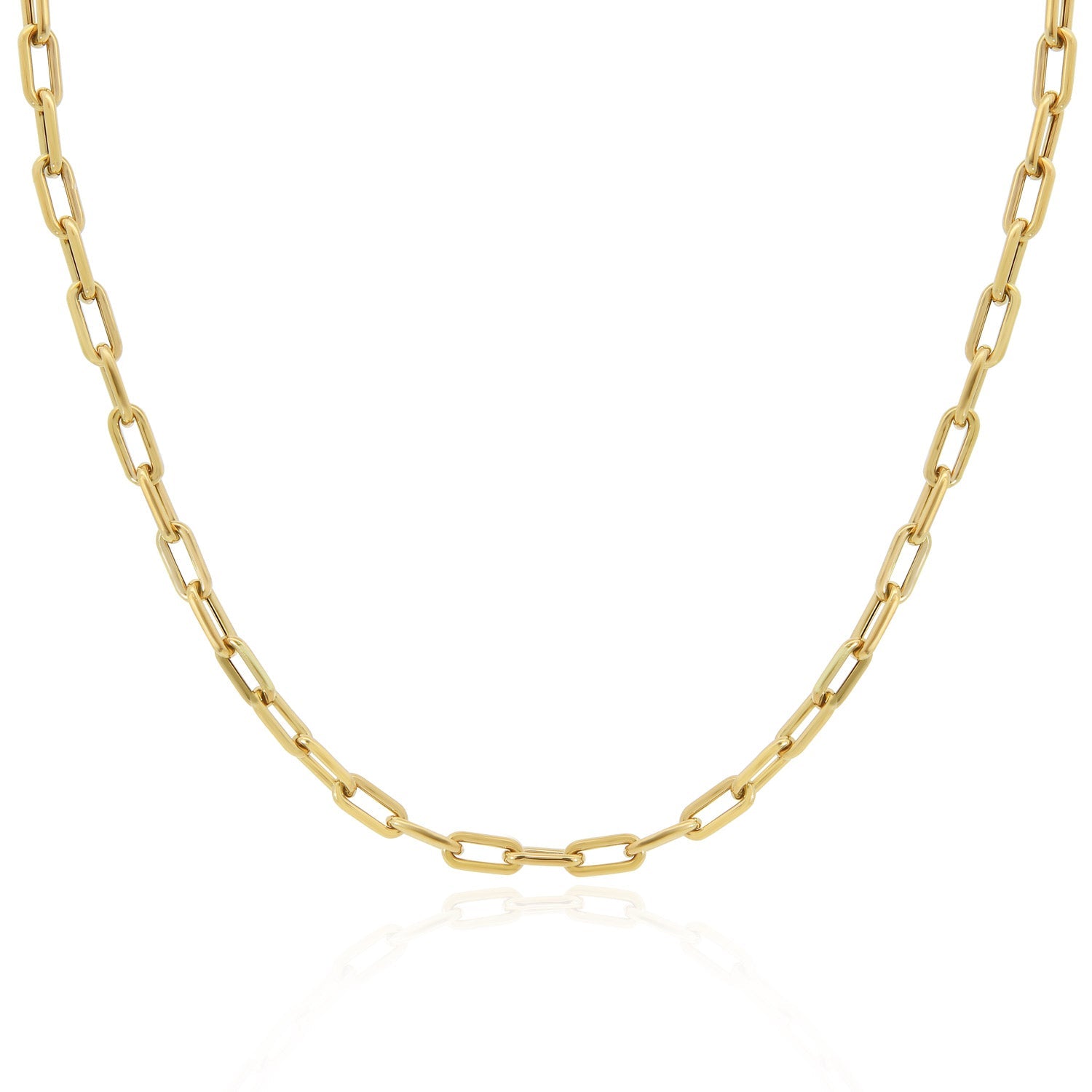 Rounded Rectangle Paperclip Link Chain Necklace