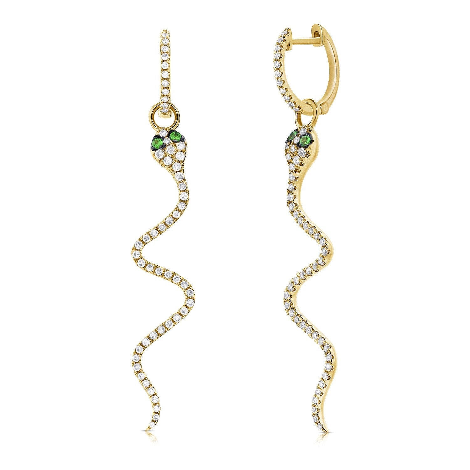 14k Gold & Diamond Snake Earrings