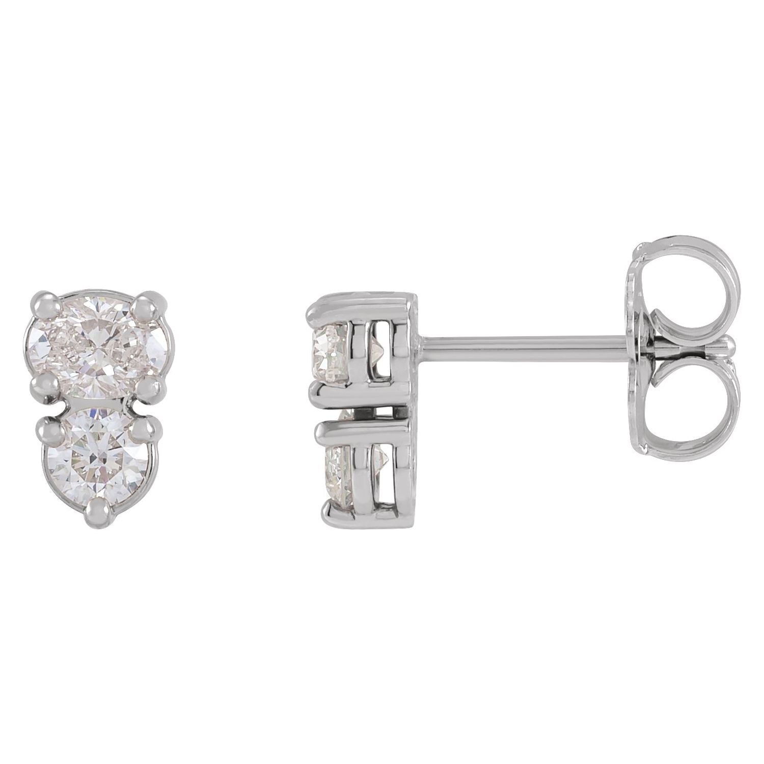 14K White Gold 1/2ct Lab-grown Diamond Two-stone Earrings Clarity SI Color G-H