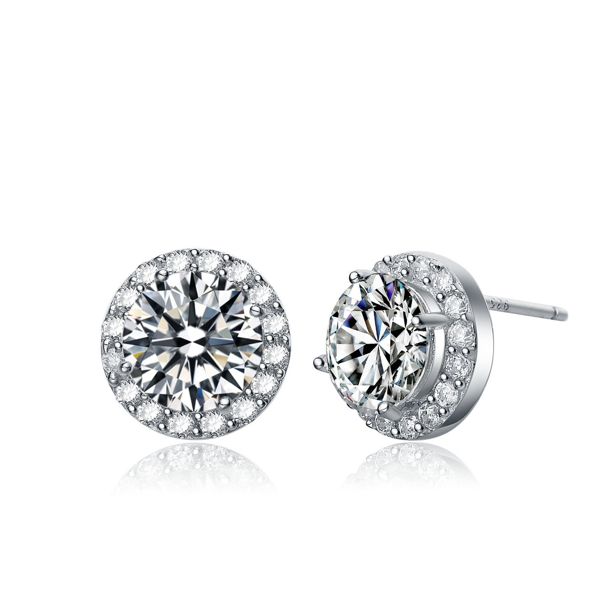 Sterling Silver Cubic Zirconia Round Stud Earrings