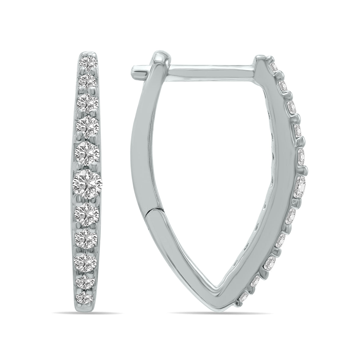 1/4 Ctw Heart Shape Lab Grown Diamond Huggies Hoop Earrings In 10K White Gold F-G Color, Vs1- Vs2 Clarity