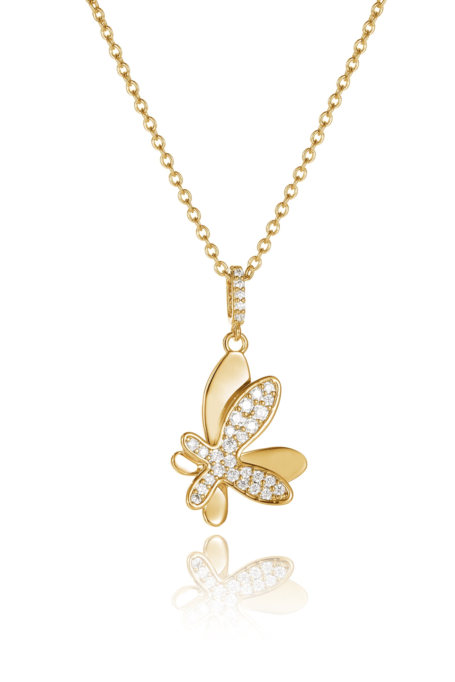 Gold Pavé Diamond Butterfly Pendant Necklace