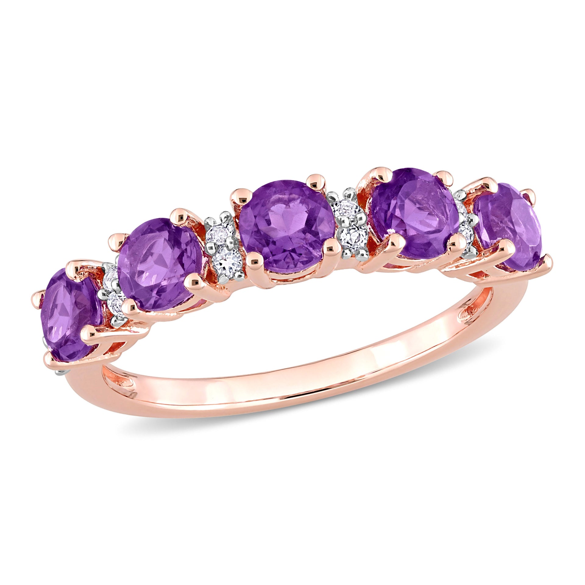 Mimi & Max 1 3/5 CT TGW Amethyst-Africa and White Topaz Semi Eternity Ring