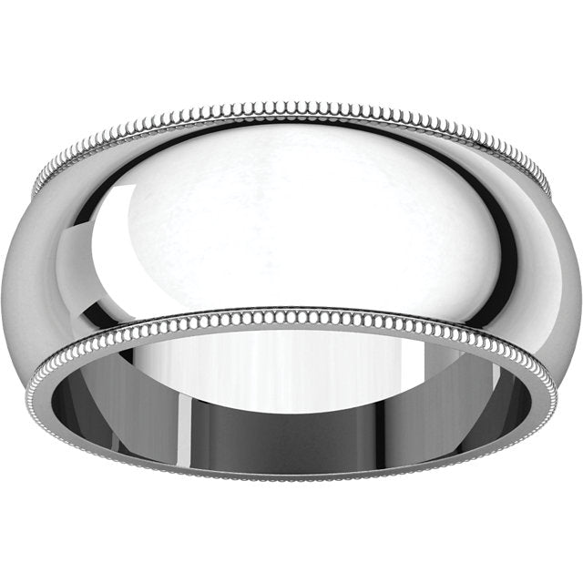 9mm Platinum Milgrain Wedding Band