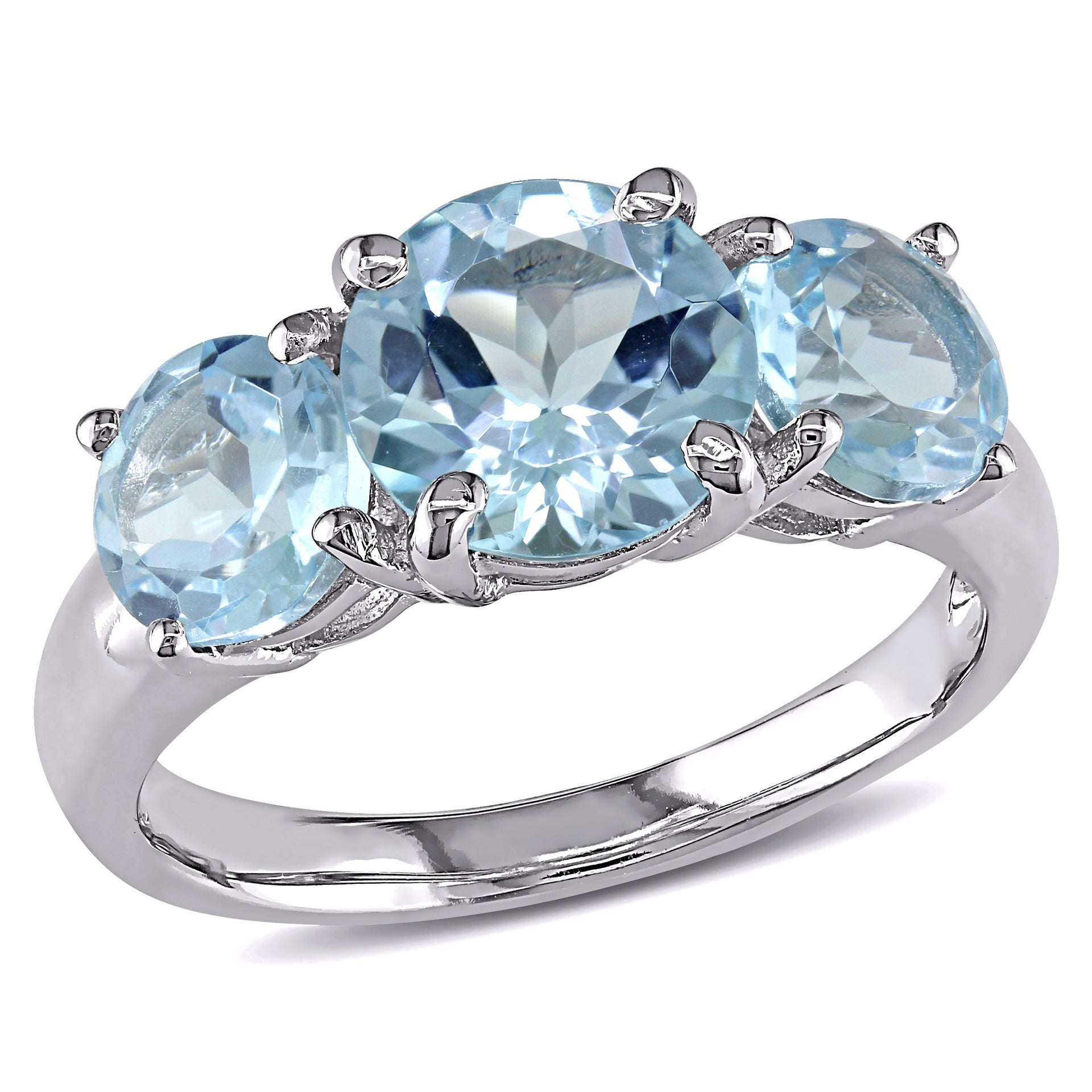 4 3/8 ct TW Blue Topaz 3-Stone Ring in Sterling Silver