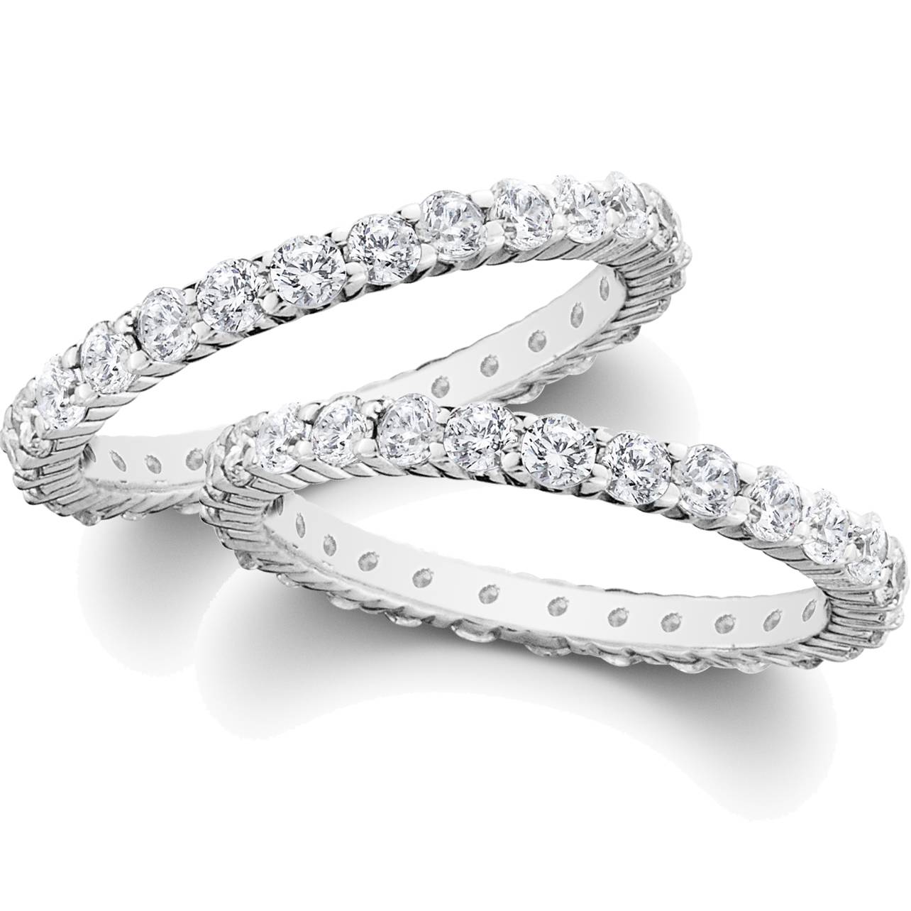 2 CT Diamond Eternity Stackable Wedding Rings Set 14K White Gold