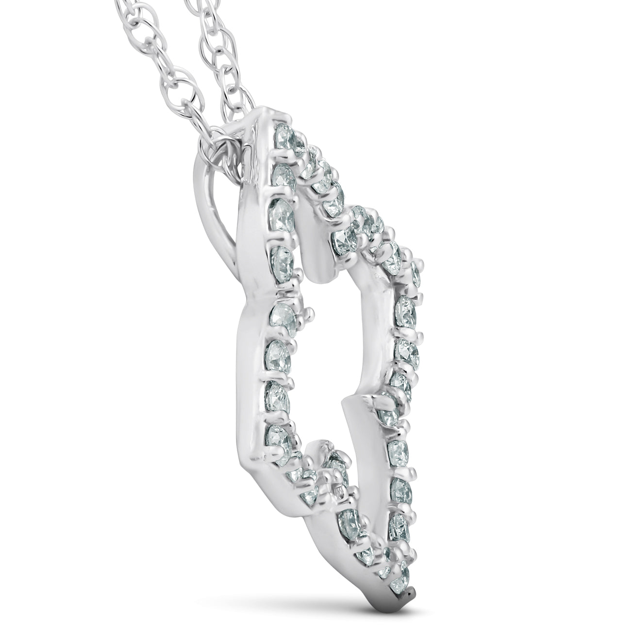 1/3 Ct Diamond Floral Designer Pendant 14k White Gold