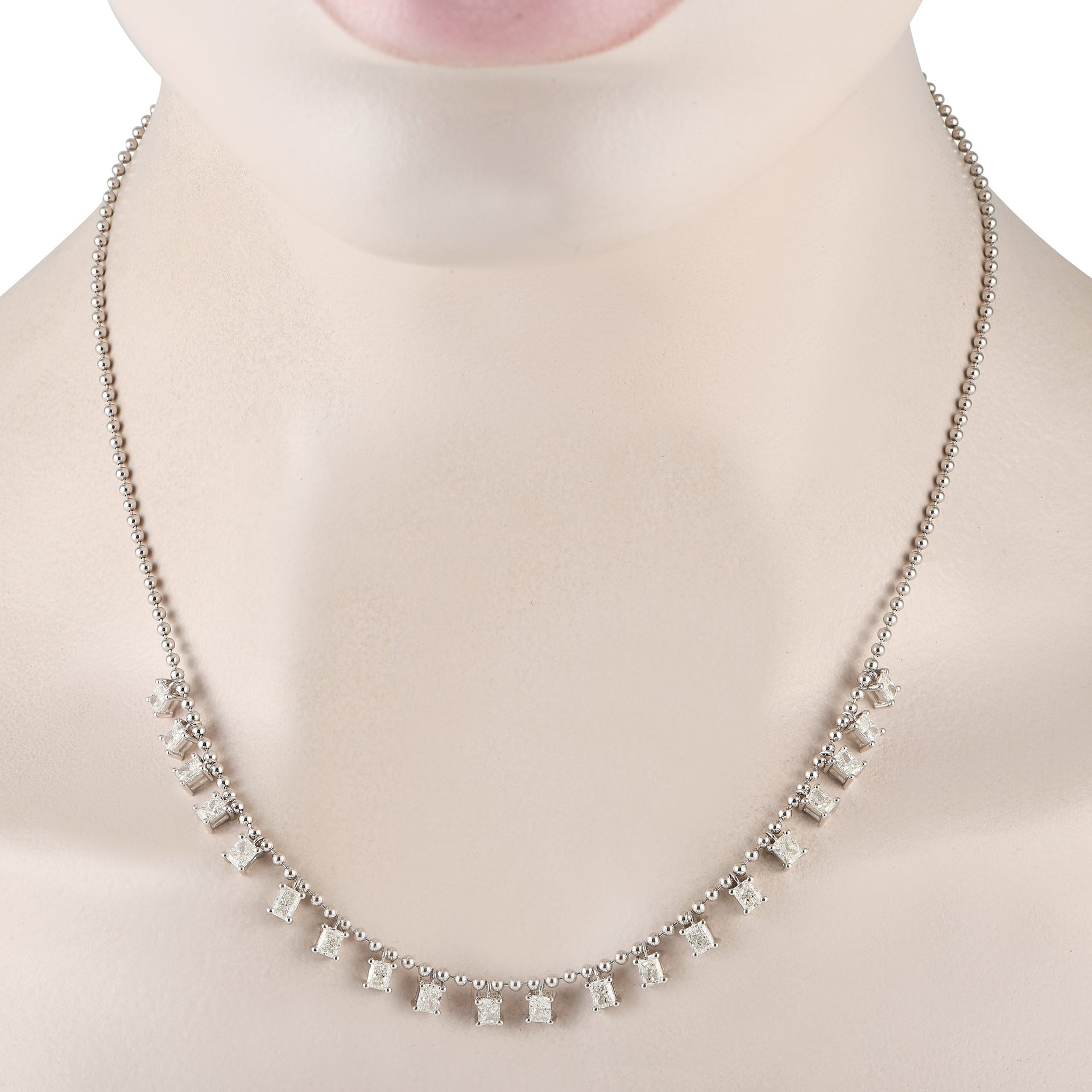 LB Exclusive 18K White Gold 4.0ct Diamond Necklace ANK-19596