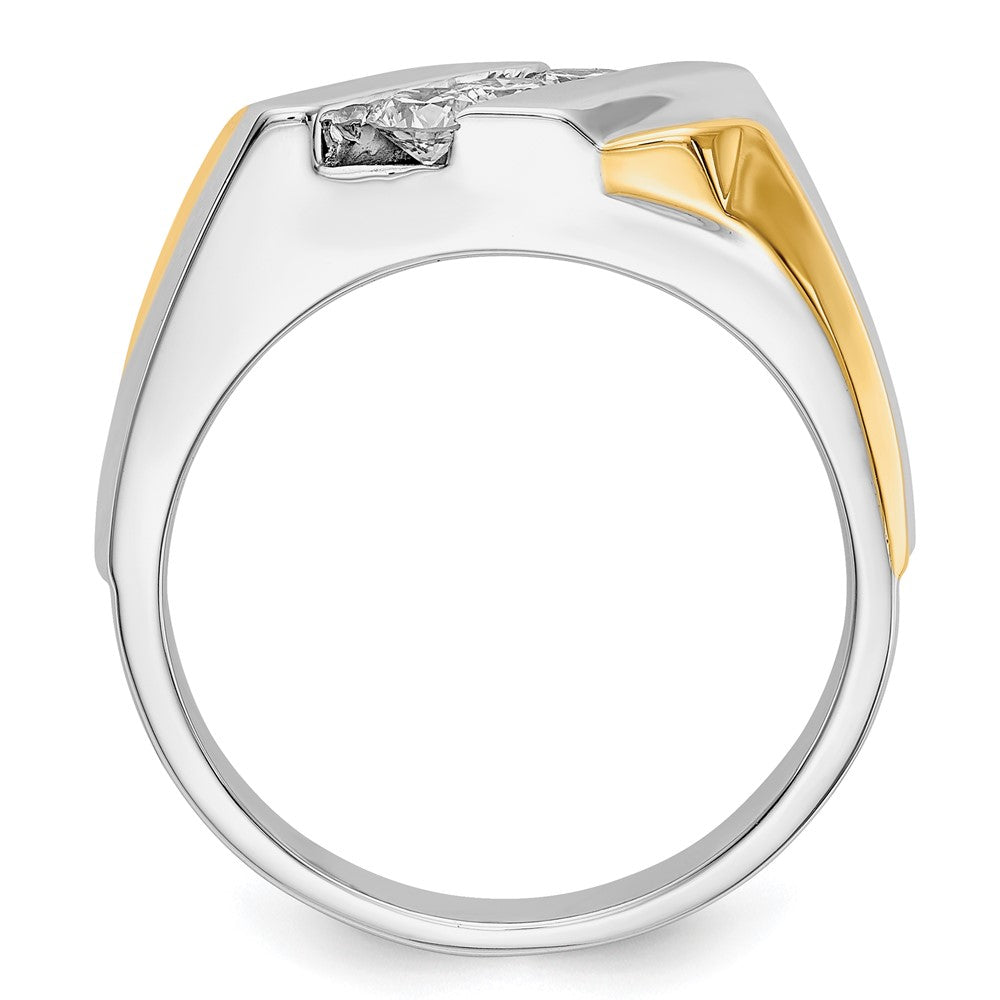 14k Two-tone Lab Grown Diamond 3-stone Wedding Band Ring 1/2ct Clarity- VS Color- G-H