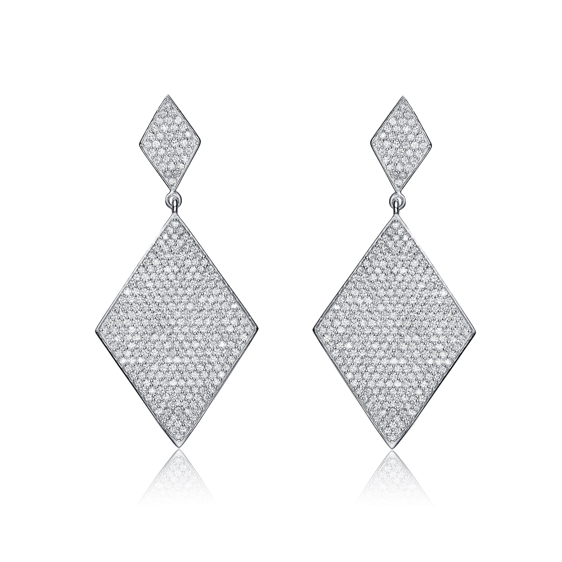 Sterling Silver Cubic Zirconia Pave Drop Earrings