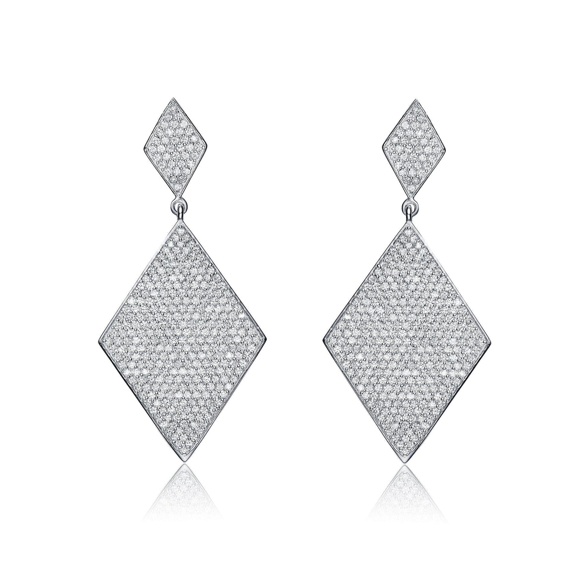 Sterling Silver Cubic Zirconia Pave Drop Earrings