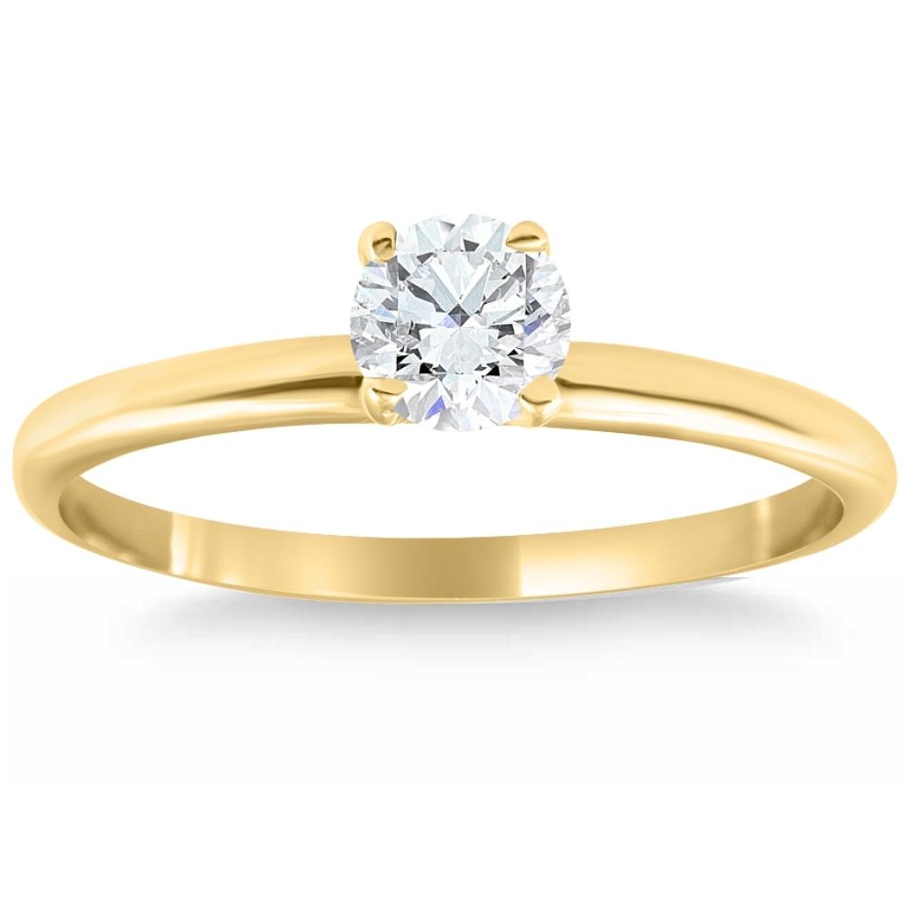 14k Yellow Gold 5/8 ct Round Solitaire Diamond Engagement Ring