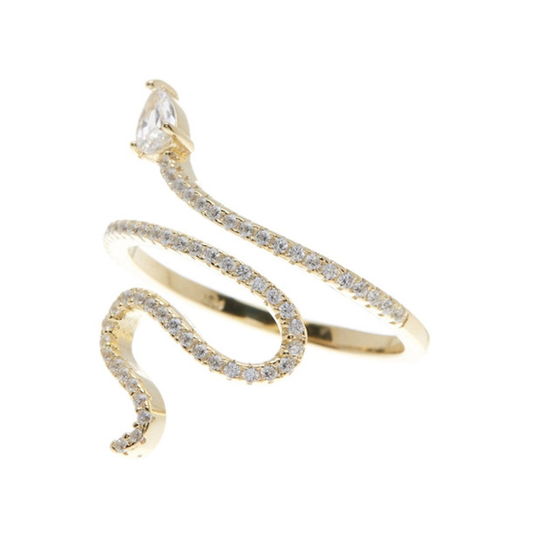 Adornia Crystal Snake Ring Gold