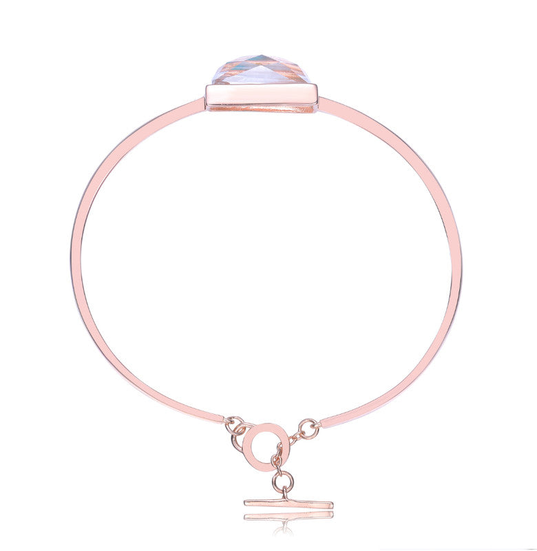Genevive Jewelry Sterling Silver Rose Gold Plated Cubic Zirconia Bangle Bracelet