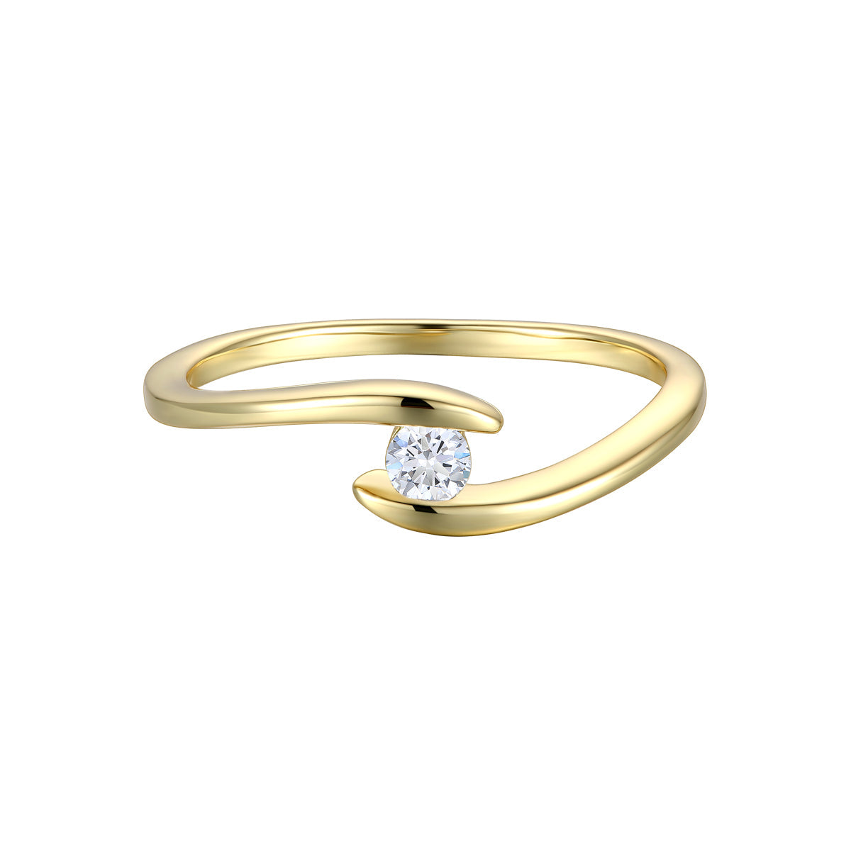 Sterling Silver 14k Yellow Gold Plated with 0.10ctw Lab Created Moissanite Ring