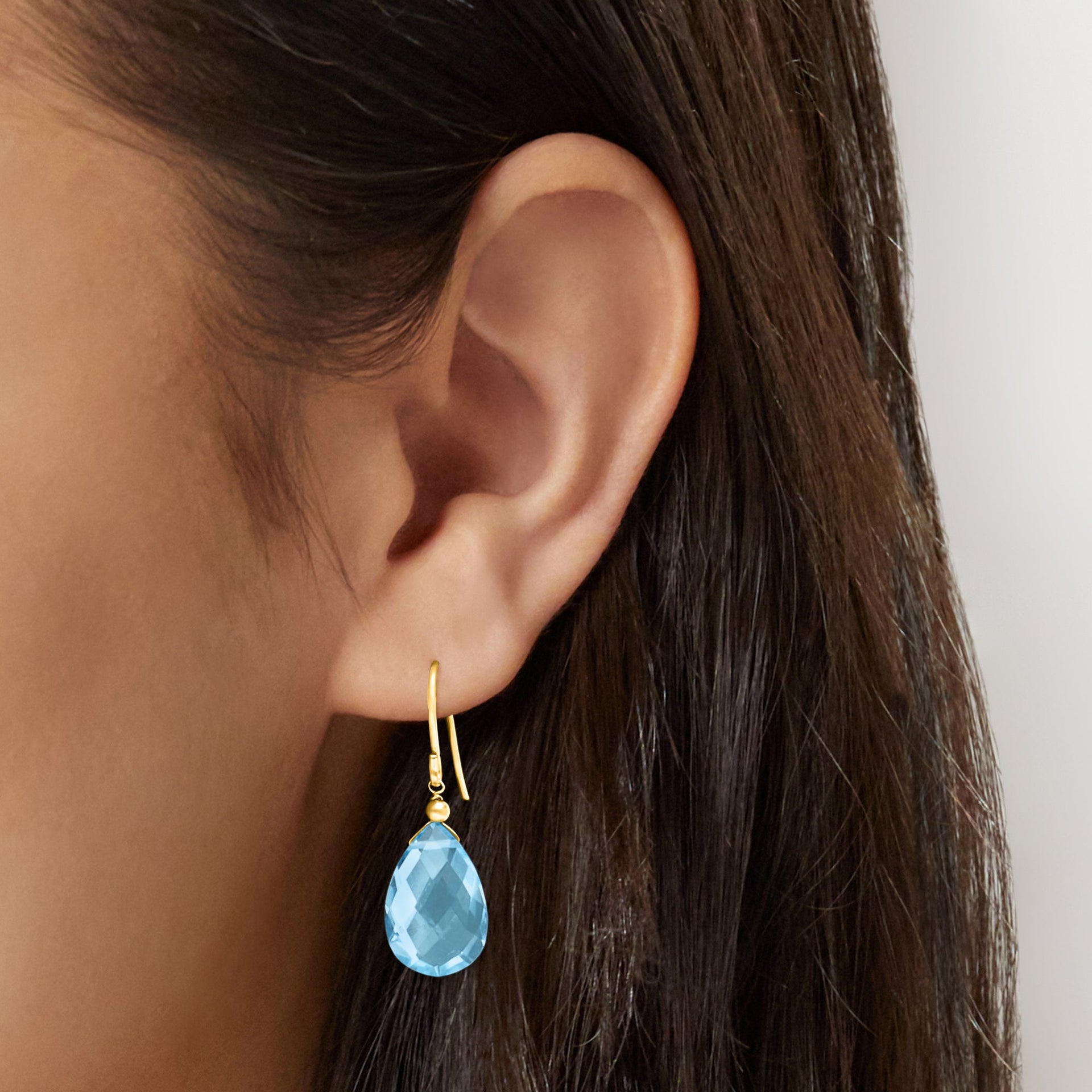 Canaria Sky Blue Topaz Drop Earrings in 10kt Yellow Gold