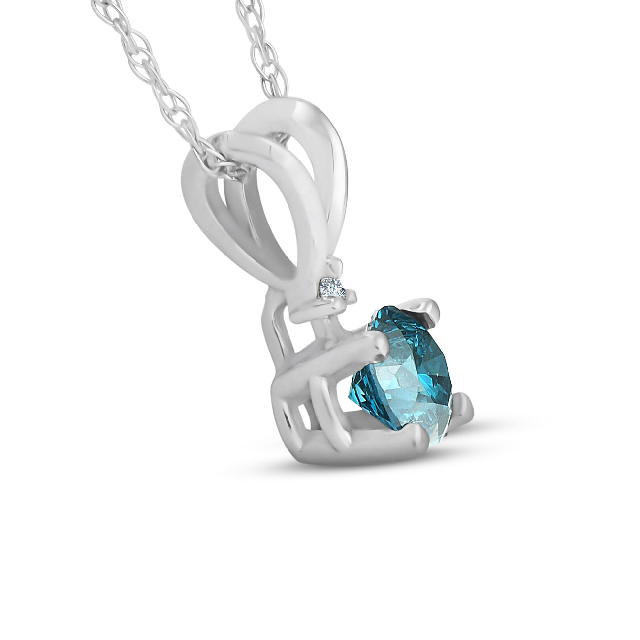 10k White Gold 1/4ct TDW Blue and White Diamond Necklace