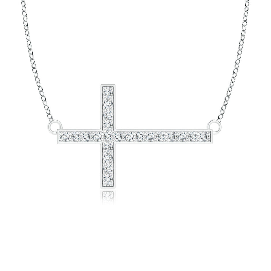 Classic Diamond Sideways Cross Necklace
