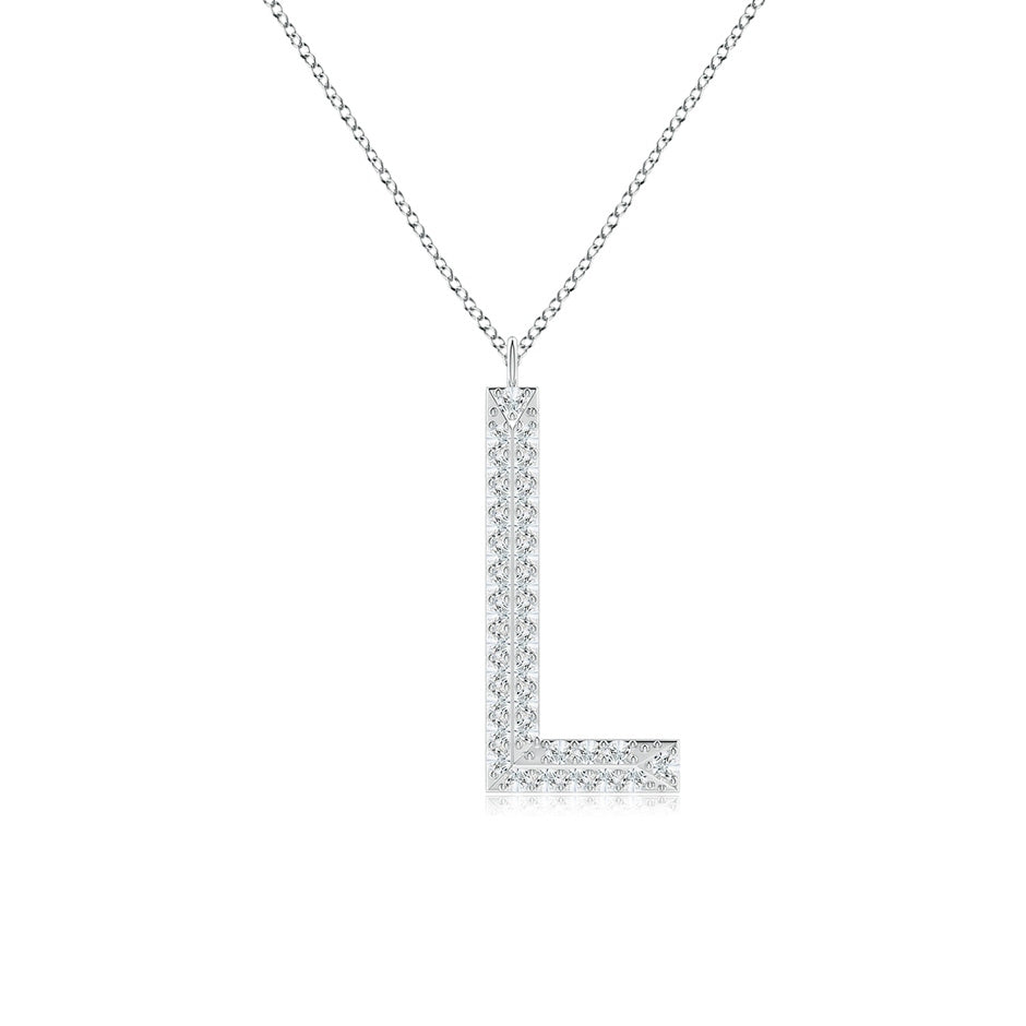 Prong-Set Diamond Capital 'L' Knife-Edge Initial Pendant