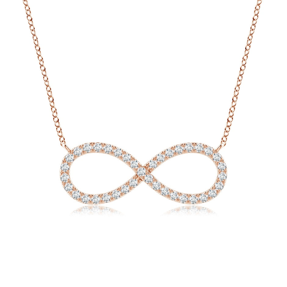 U-Pave Set Diamond Sideways Infinity Pendant Necklace