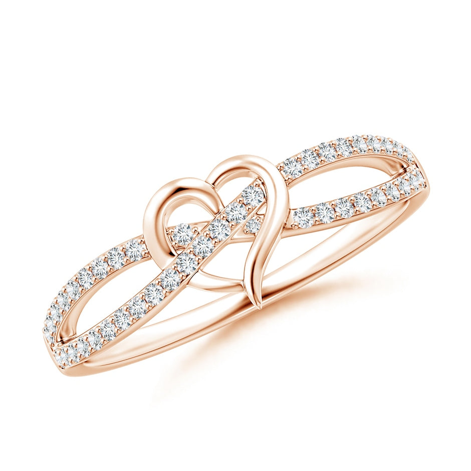 Round Diamond Criss Cross Heart Promise Ring