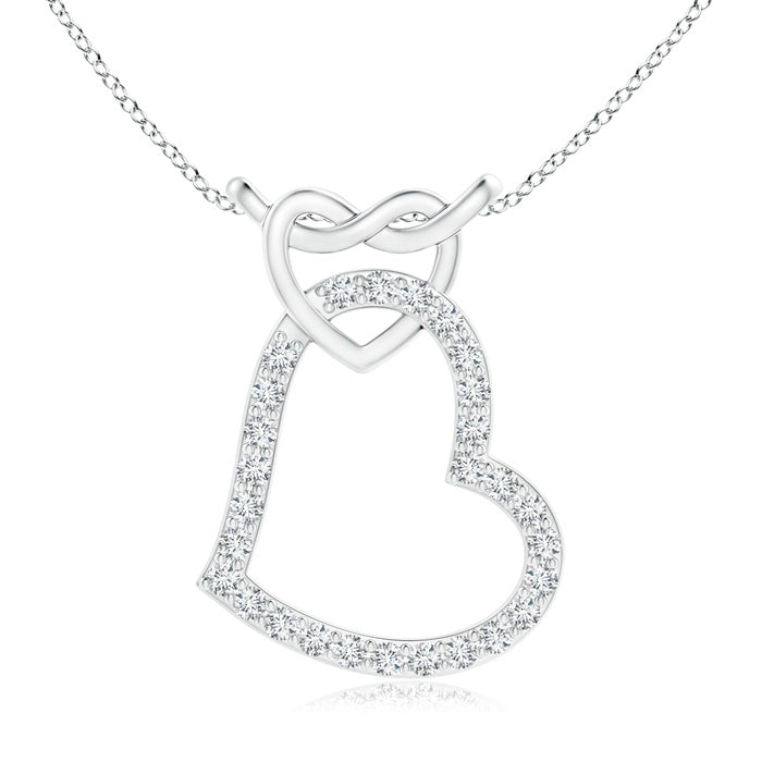 Prong-Set Diamond Interlocking Twin Heart Pendant