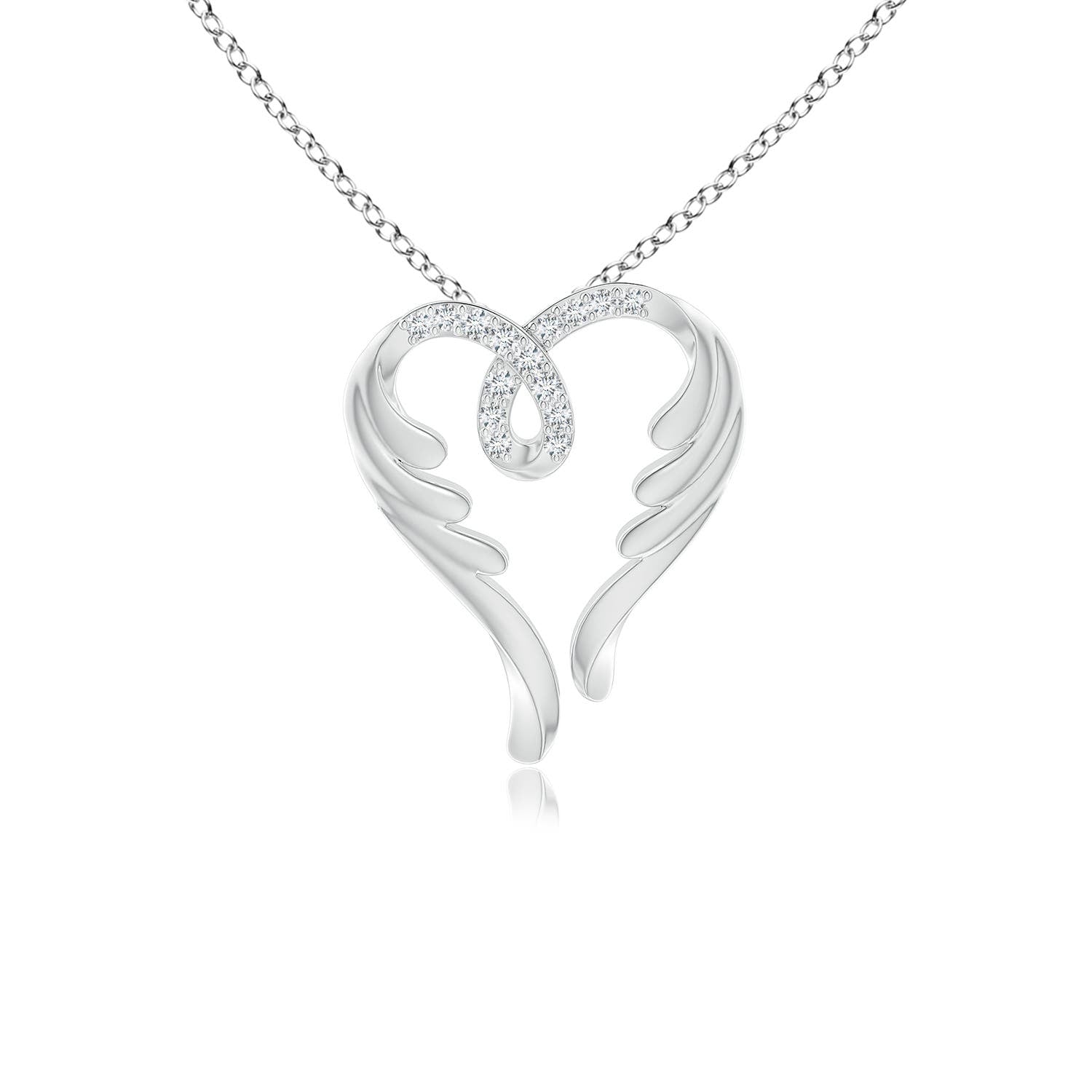 1 MM Diamond Angel Heart Pendant in 18K White Gold