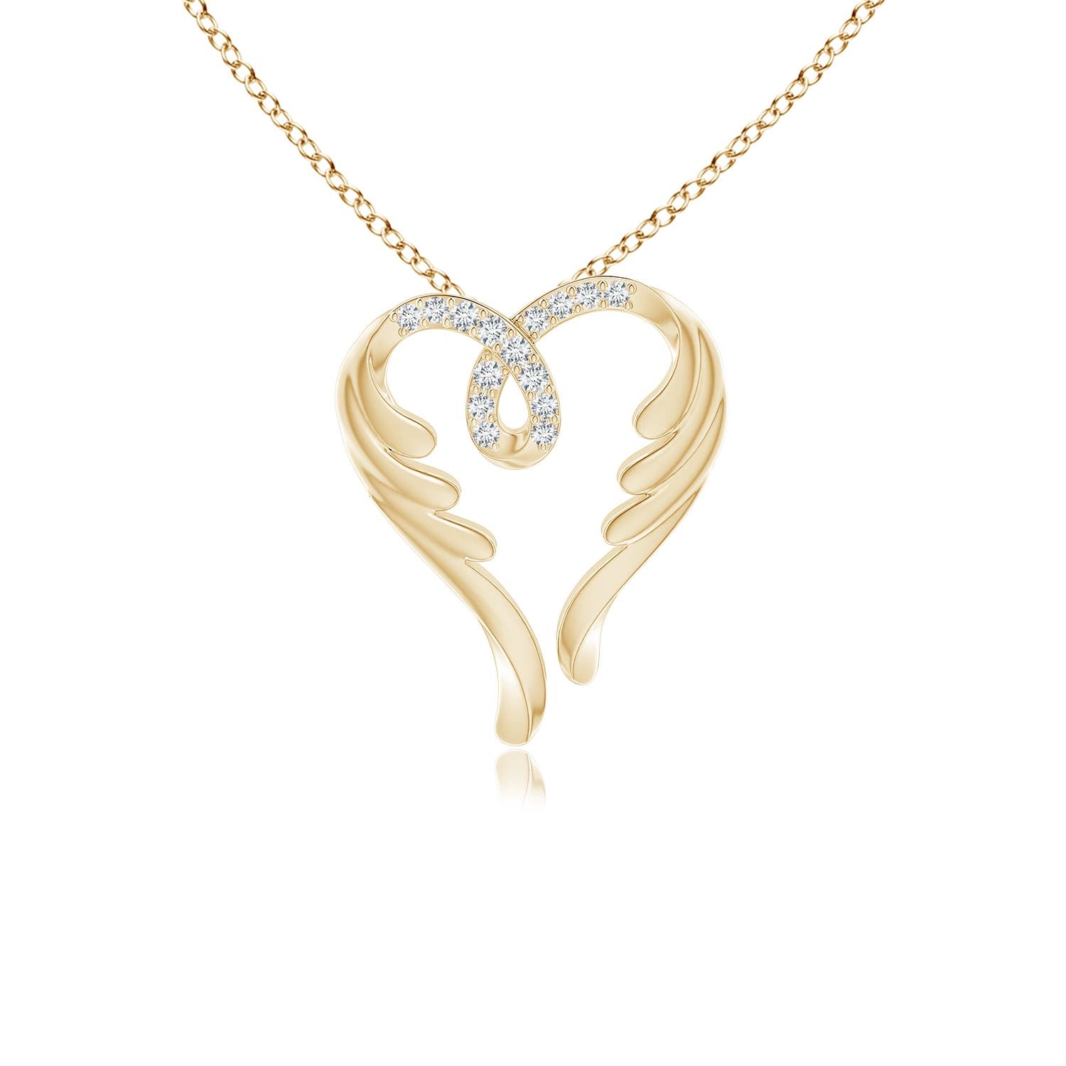 1 MM Diamond Angel Heart Pendant in 18K Yellow Gold