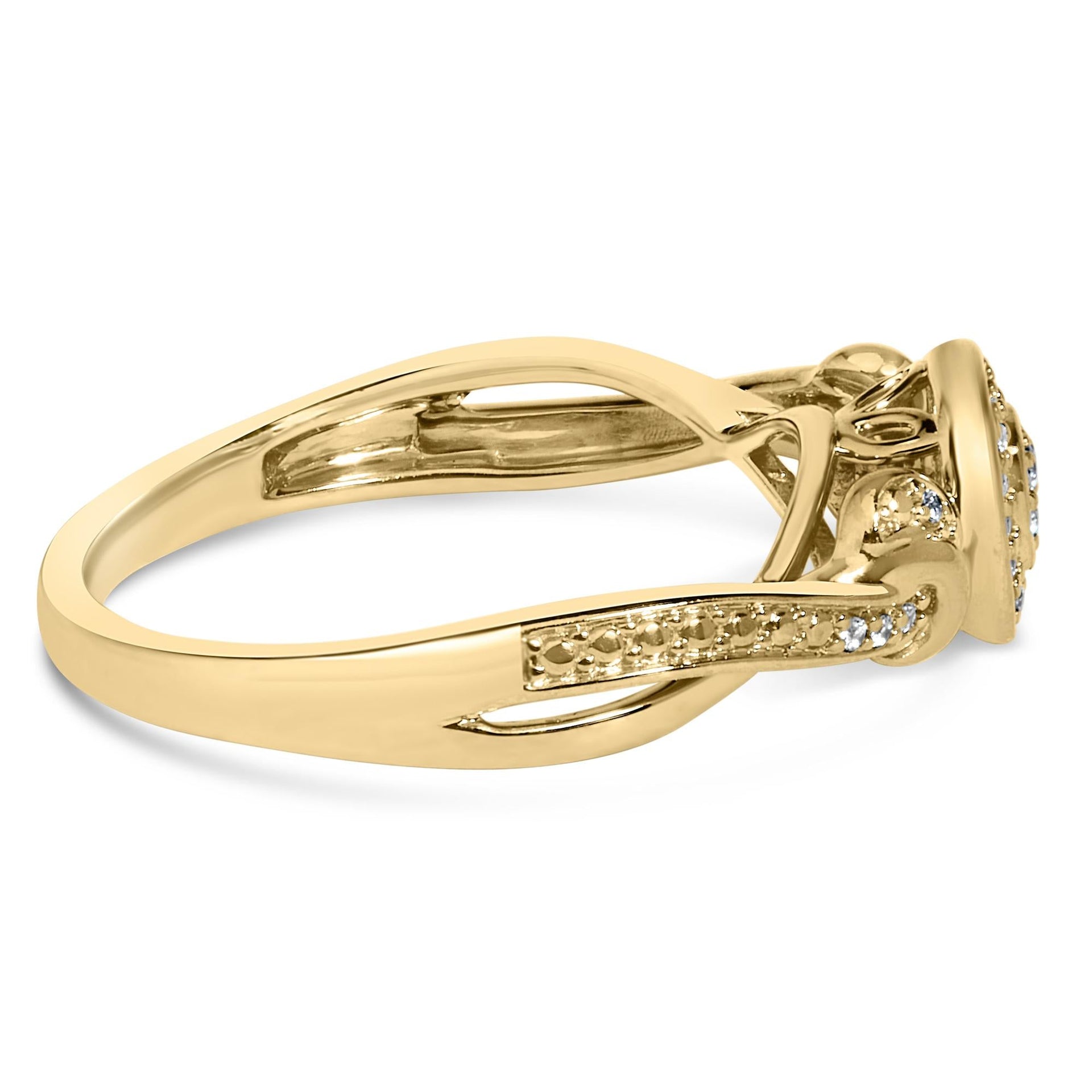 14K Yellow Gold Plated .925 Sterling Silver 1/10 Cttw Round-Cut Diamond Composite Halo Engagement Ring