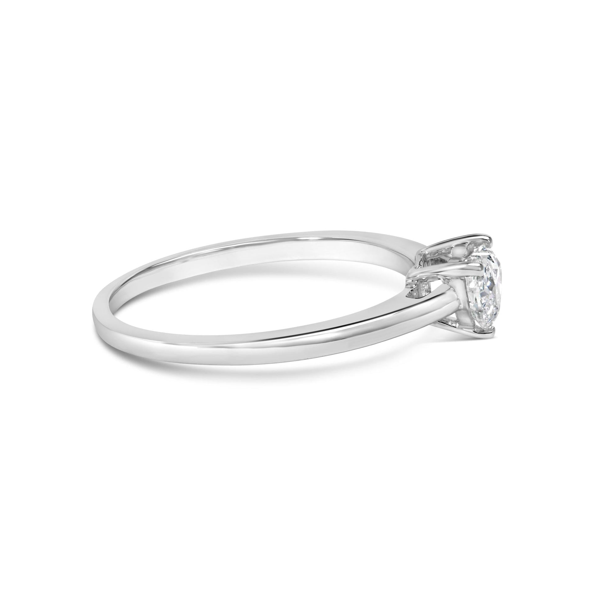 14K White Gold 1/2 Cttw Heart Cut Lab Grown Diamond Solitaire Engagement Ring (F-G Color, VS1-VS2 Clarity) - Size 5