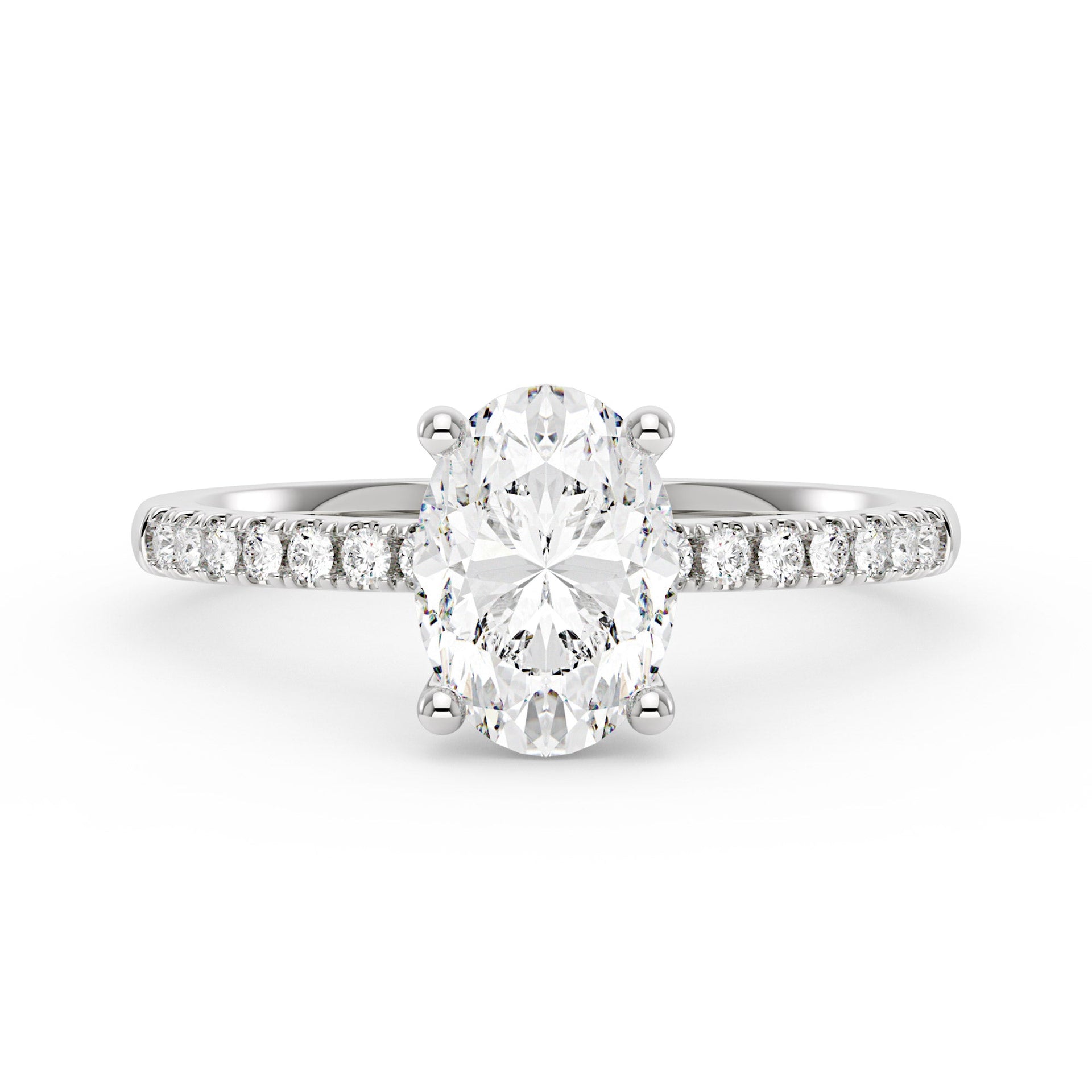 2.5 Carat Oval Moissanite Pave Band Ring