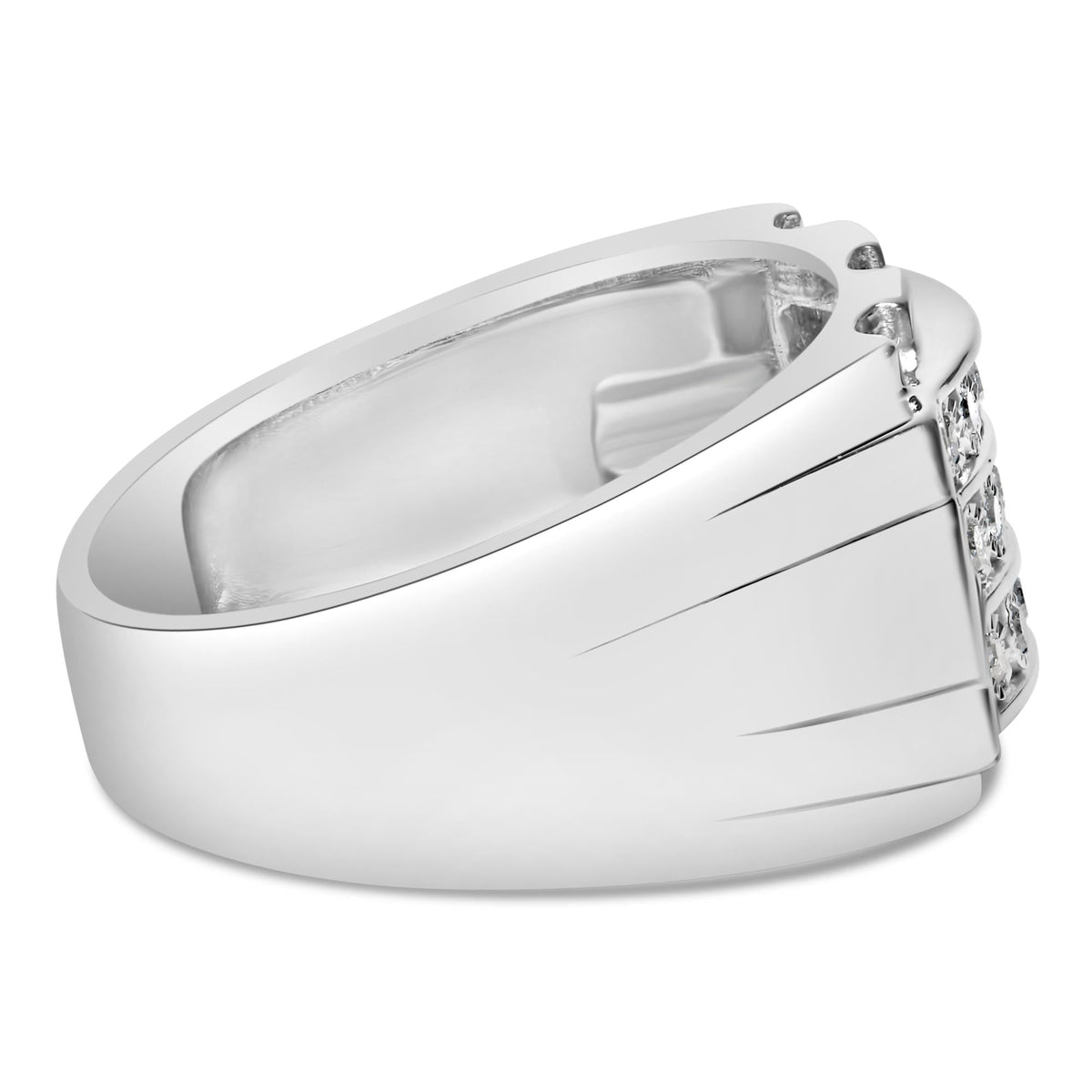 .925 Sterling Silver 1/4 Cttw Diamond Three Row Channel Band Ring (I-J Color, I3 Clarity) - Size 11