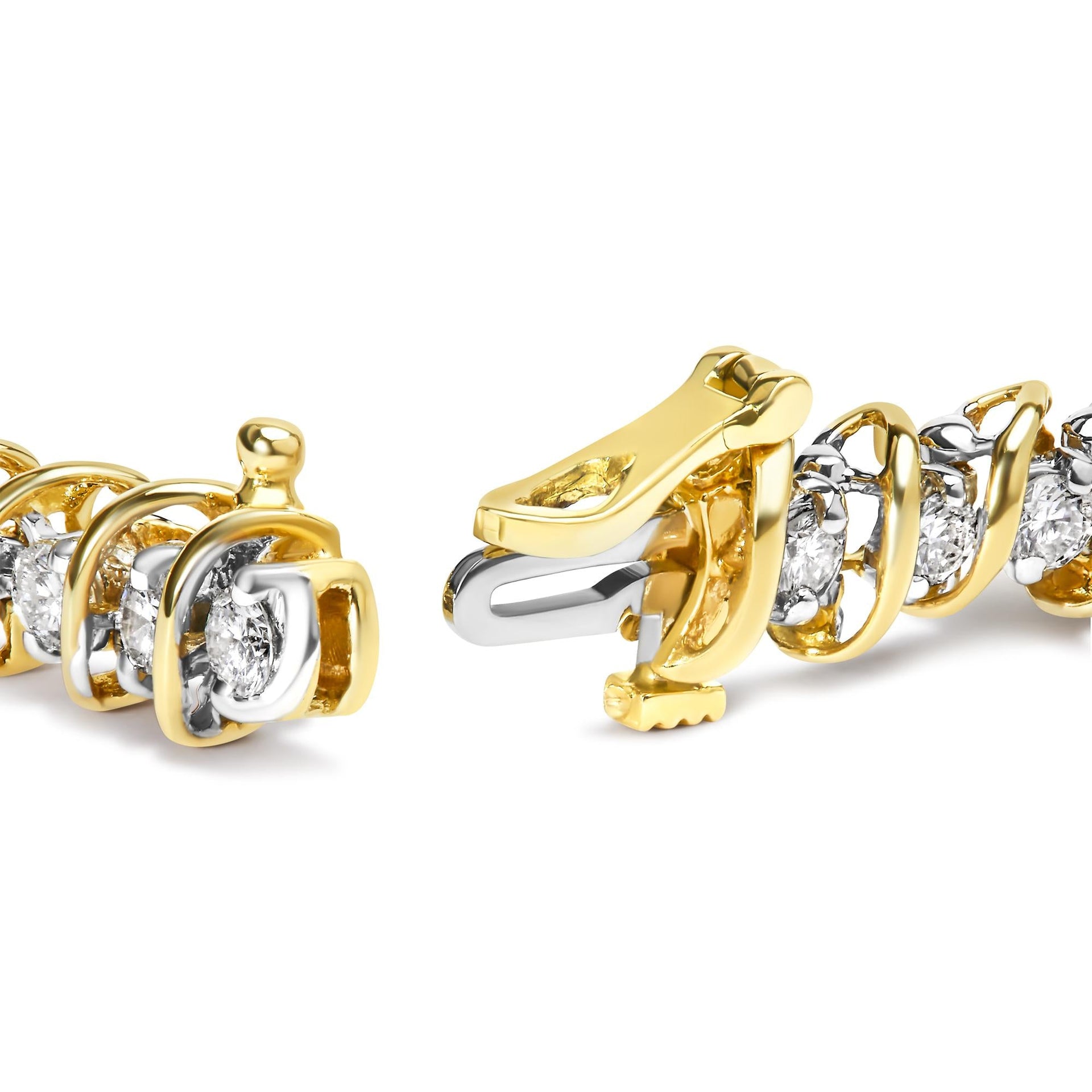 18K Yellow Gold 4.0 Cttw Round-Cut Diamond S-Link 7' Inch Tennis Bracelet (I-J Color, SI1-SI2 Clarity)