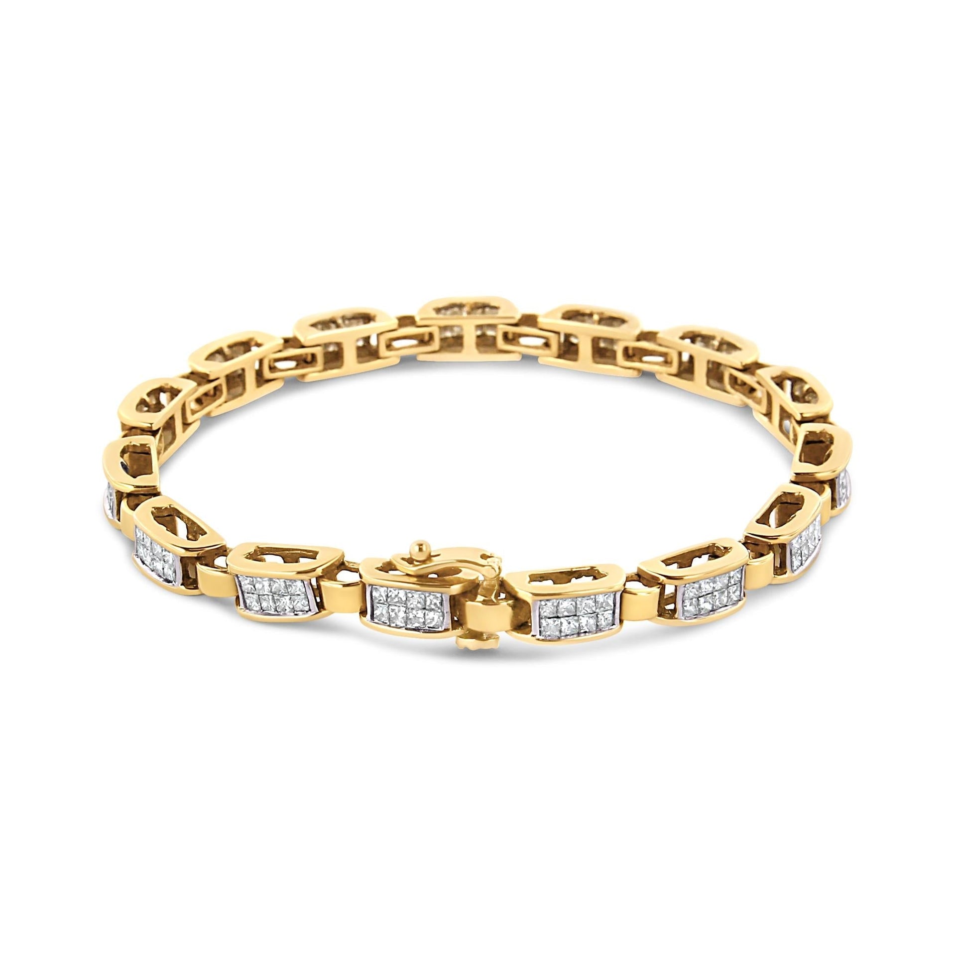 14K Yellow Gold 2 1/2 Cttw Princess-Cut Diamond Link Tennis Bracelet (H-I Color, SI2-I1 Clarity) - 7.25'
