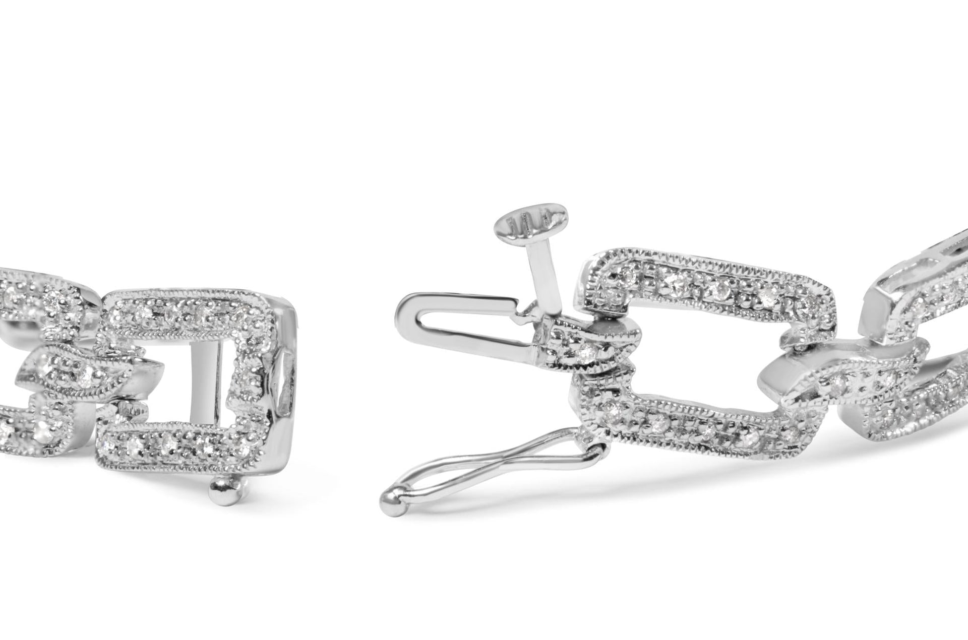 14K White Gold 3/4 Cttw Diamond Open Paperclip Link 7' Tennis Bracelet (H-I Color, I2-I3 Clarity)