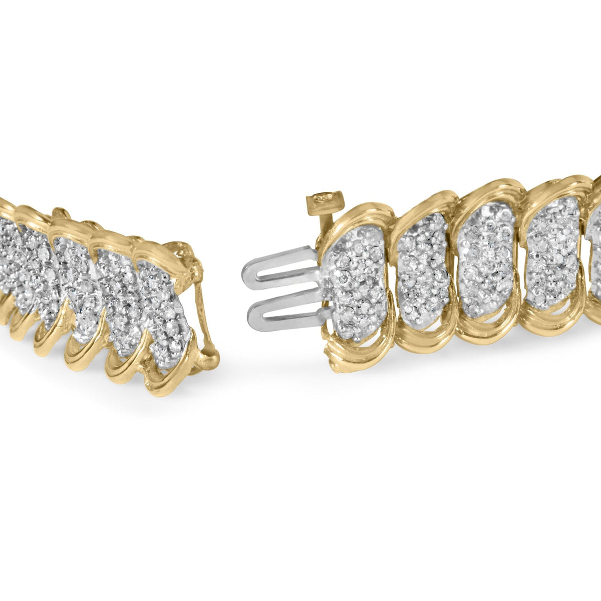 10K Yellow Gold 4.00 Cttw Pave Diamond Classic Link 7' Bracelet (I-J Color, I2-I3 Clarity)