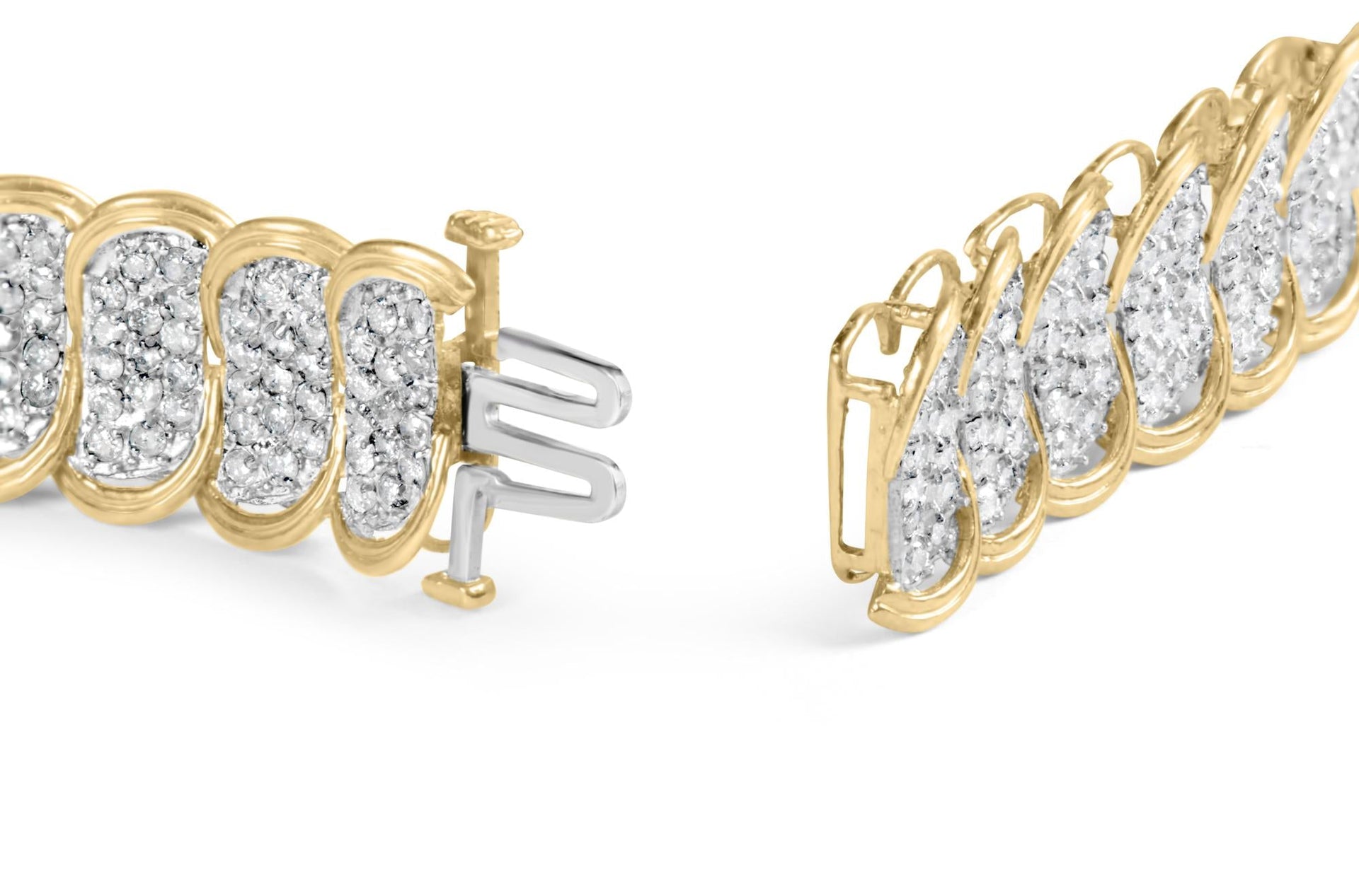 10k Yellow Gold 5.00 Cttw Diamond Oval Banded Link Bracelet (I-J Color, I1-I2 Clarity) - 7' Inches