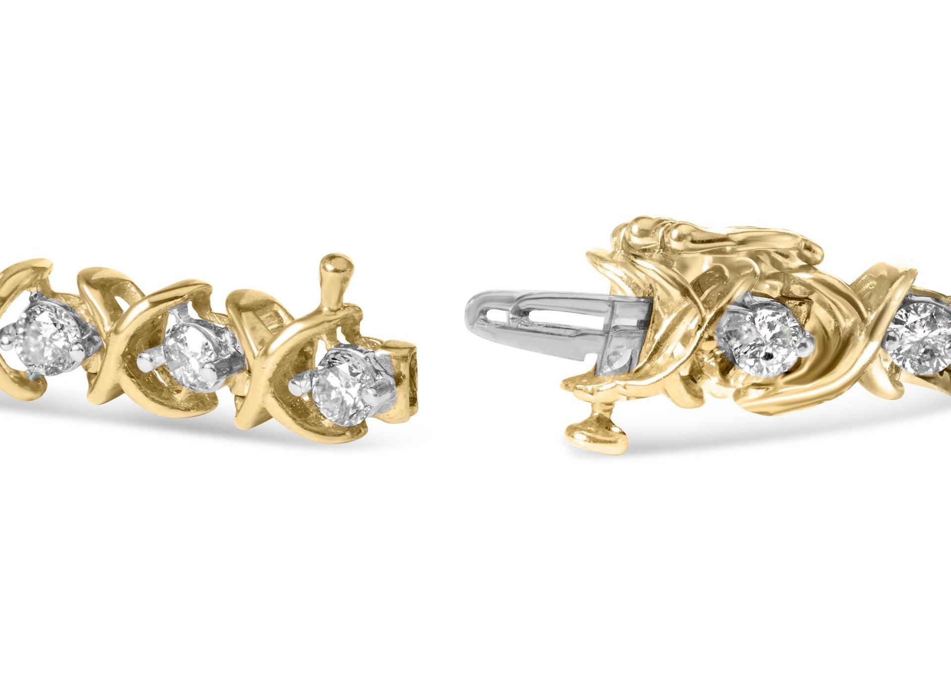 14K Yellow Gold 5.00 Cttw Round-Cut Diamond X-Link 7.5' Bracelet (J-K Color, I1-I2 Clarity)