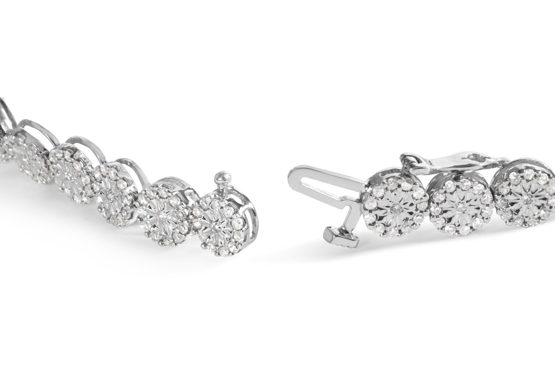 14K White Gold 2.00 Cttw Diamond Halo Link Tennis Bracelet (H-I Color, I1-I2 Clarity) - 7' Inches